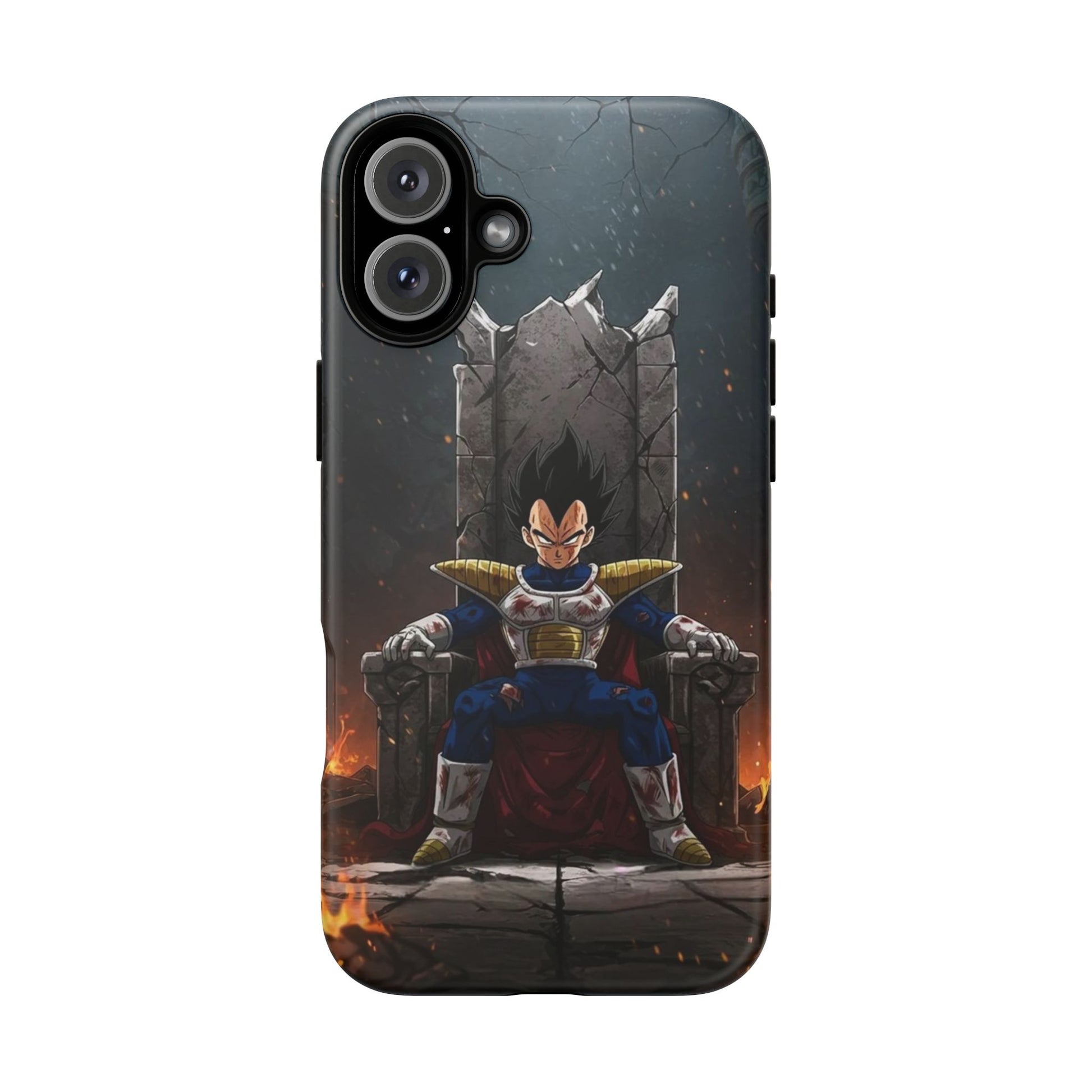 Vegeta on Throne DBZ Theme Tough Cases for iPhones, Samsung, and Pixel