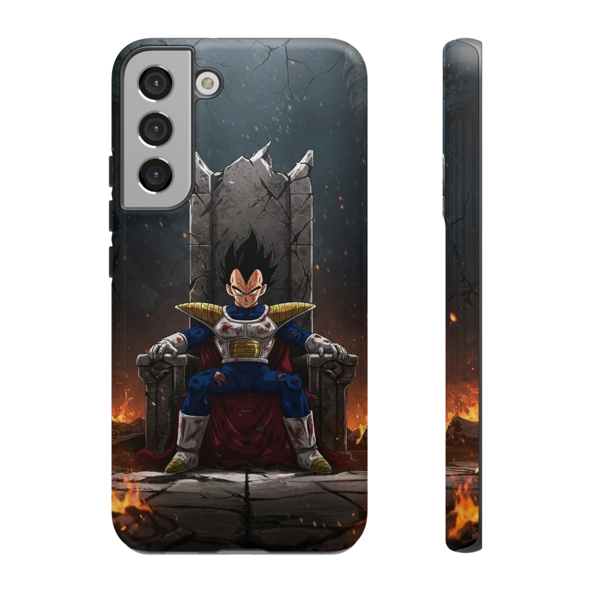 Vegeta on Throne DBZ Theme Tough Cases for iPhones, Samsung, and Pixel