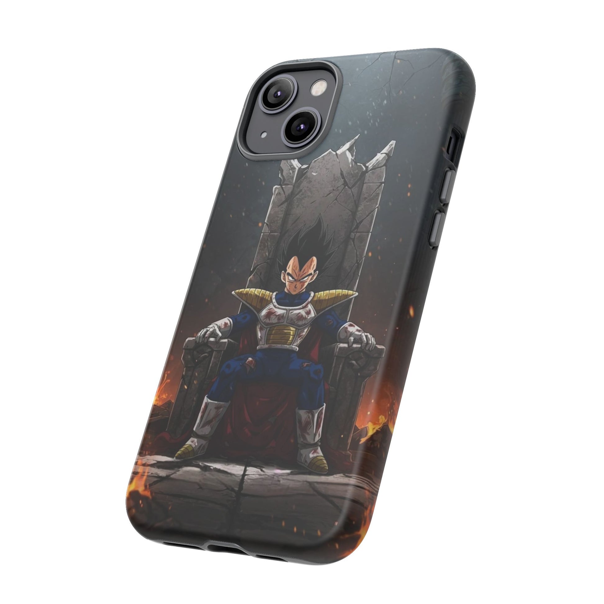 Vegeta on Throne DBZ Theme Tough Cases for iPhones, Samsung, and Pixel