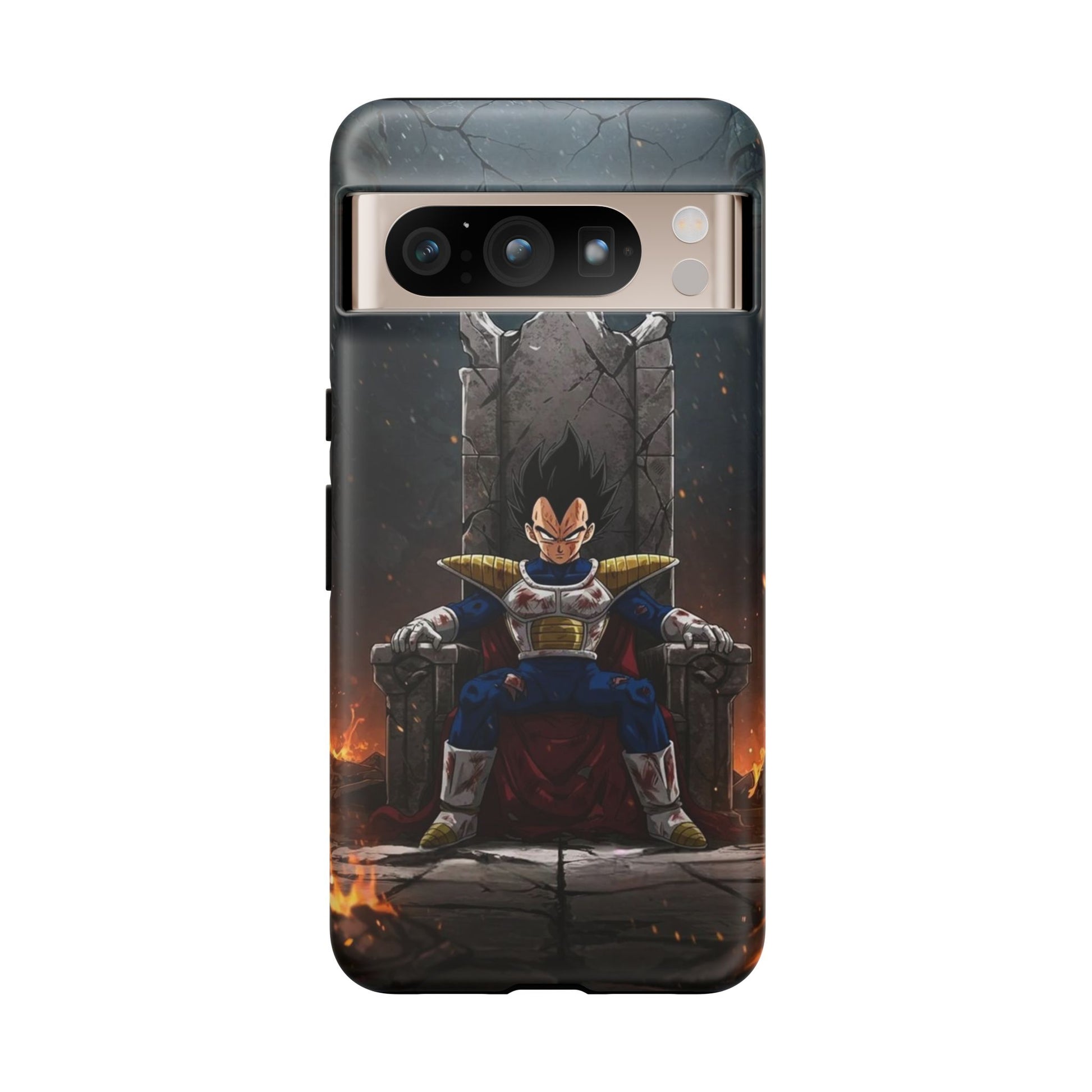 Vegeta on Throne DBZ Theme Tough Cases for iPhones, Samsung, and Pixel