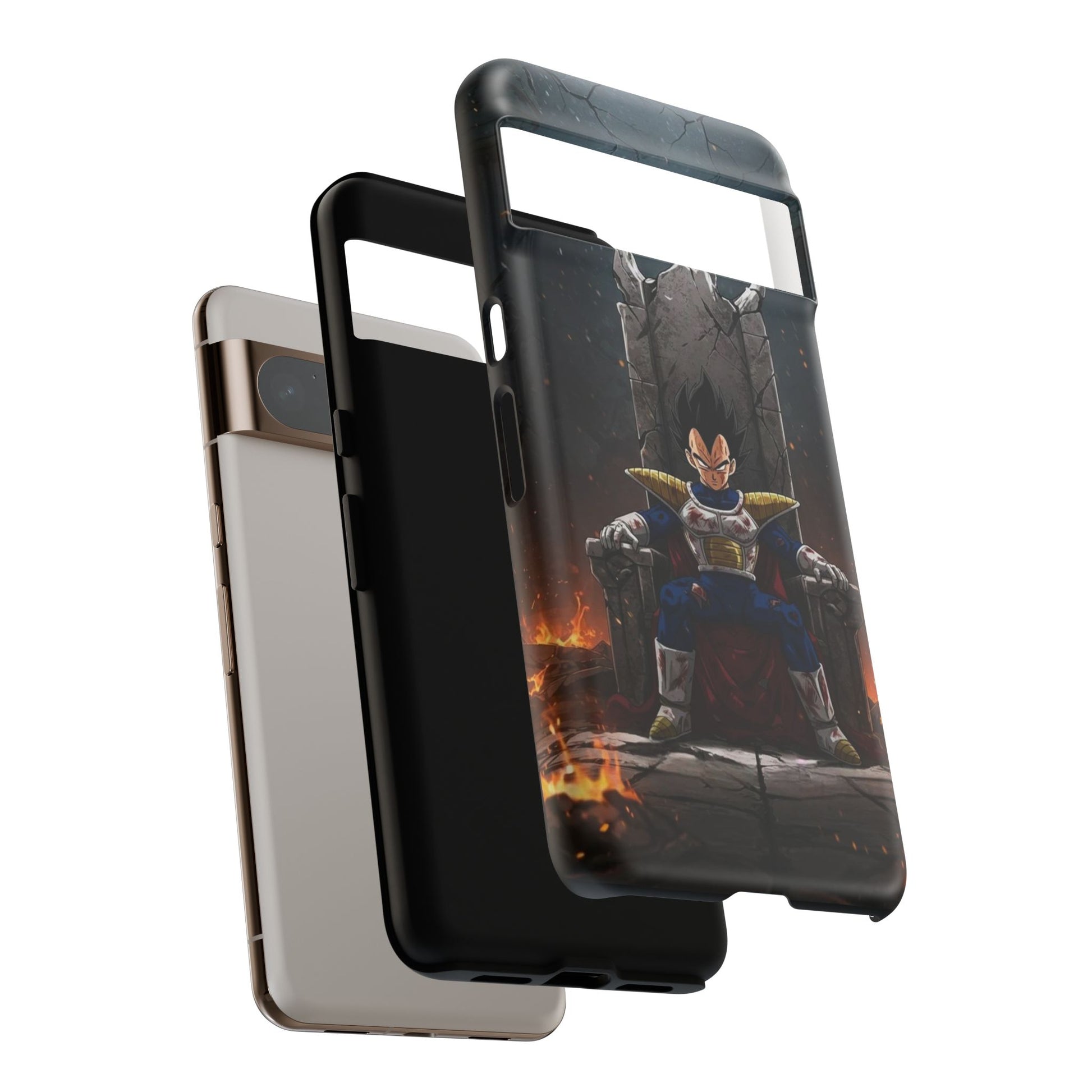 Vegeta on Throne DBZ Theme Tough Cases for iPhones, Samsung, and Pixel
