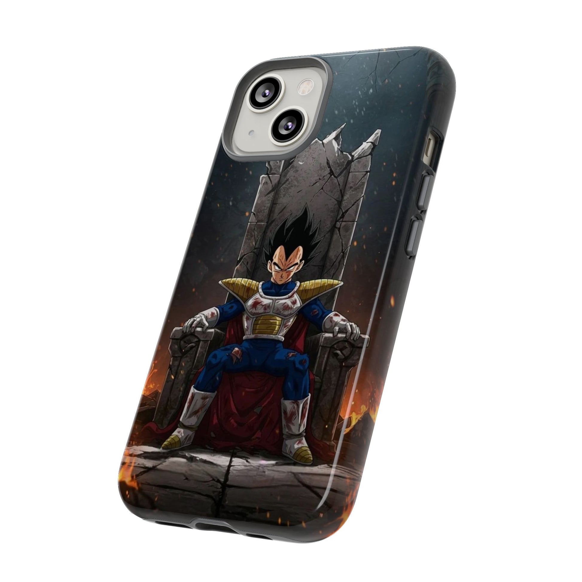 Vegeta on Throne DBZ Theme Tough Cases for iPhones, Samsung, and Pixel