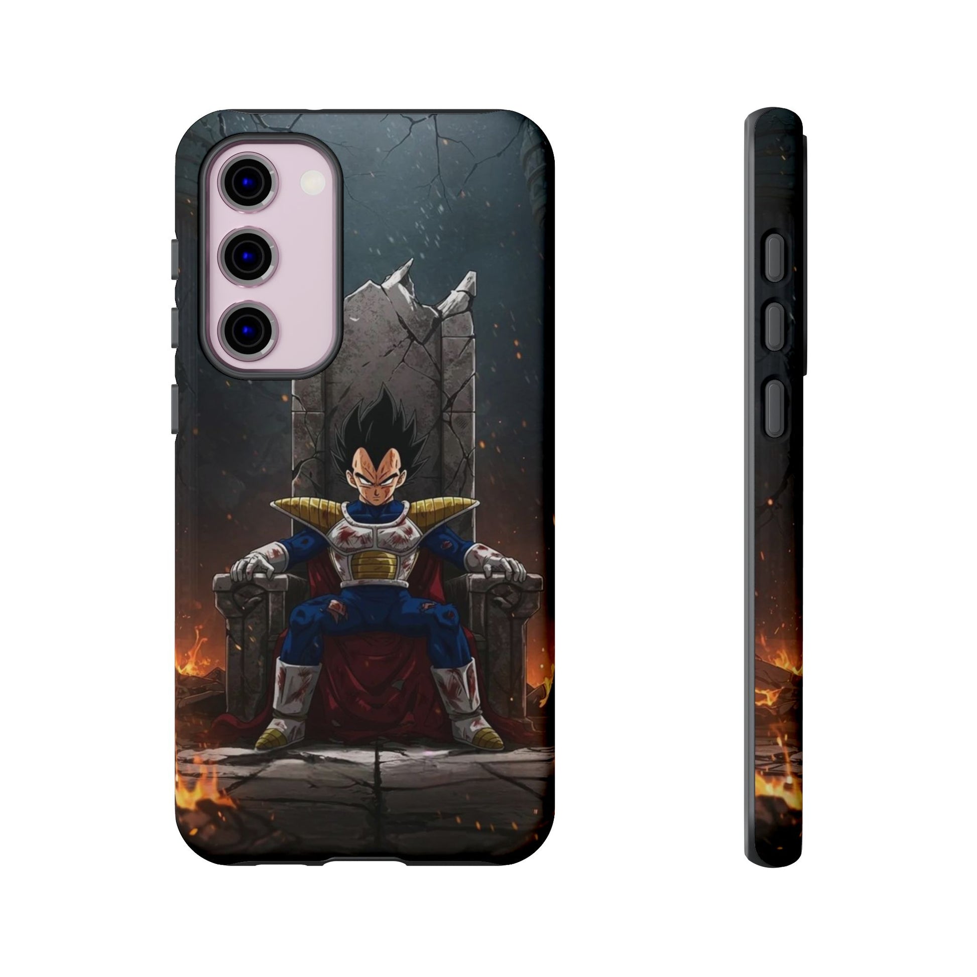 Vegeta on Throne DBZ Theme Tough Cases for iPhones, Samsung, and Pixel
