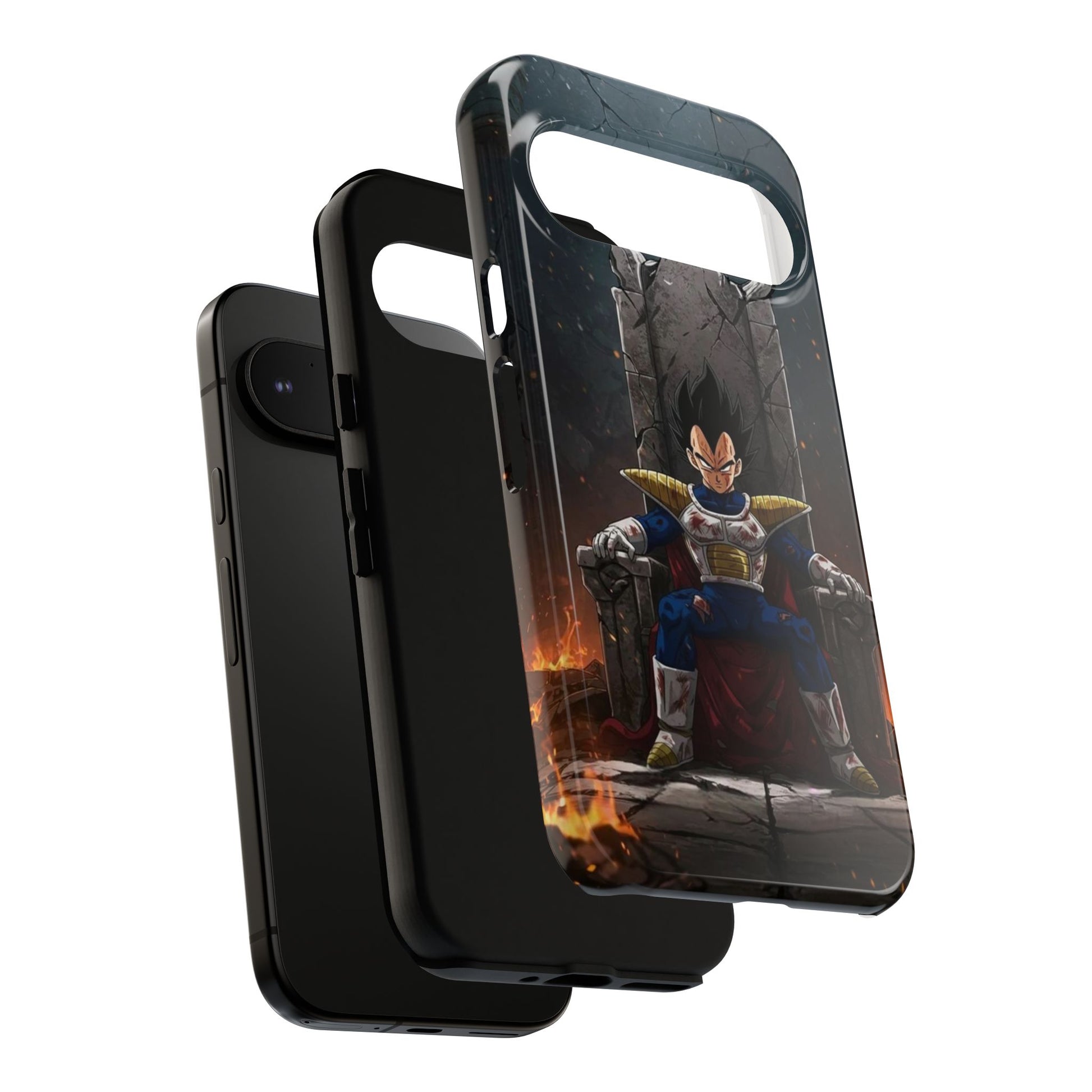 Vegeta on Throne DBZ Theme Tough Cases for iPhones, Samsung, and Pixel