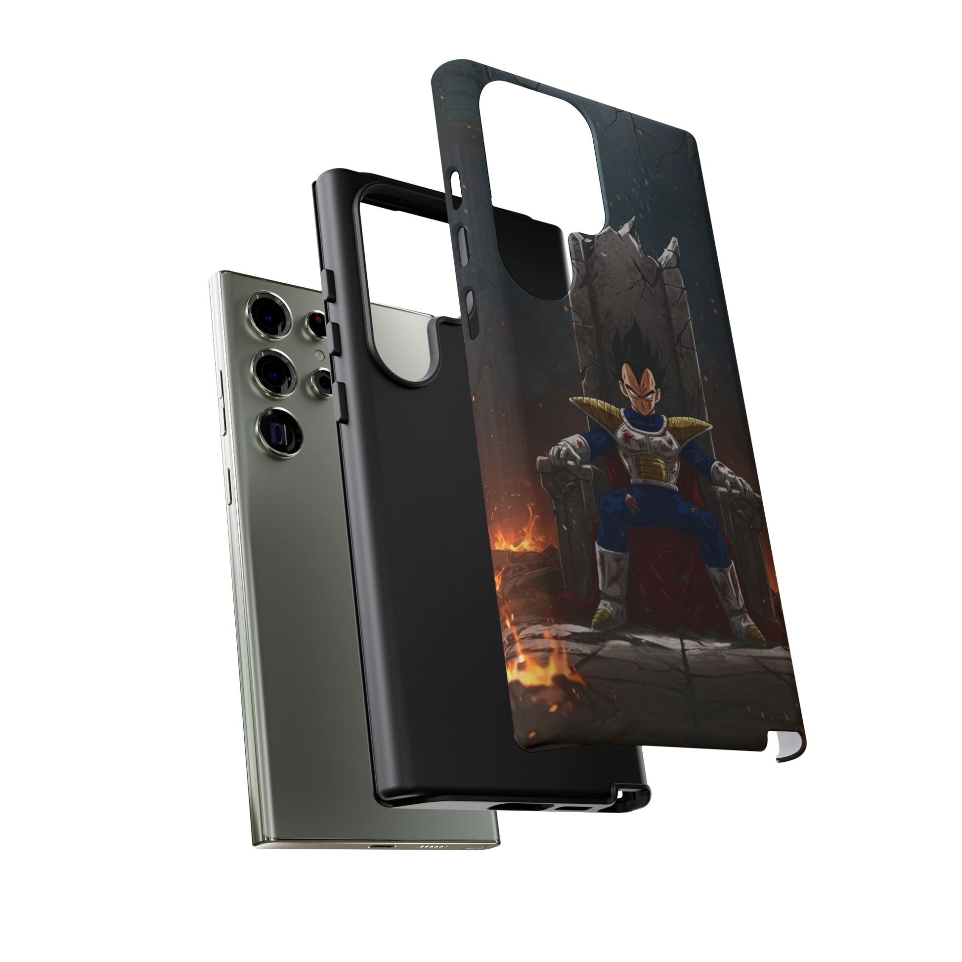 Vegeta on Throne DBZ Theme Tough Cases for iPhones, Samsung, and Pixel