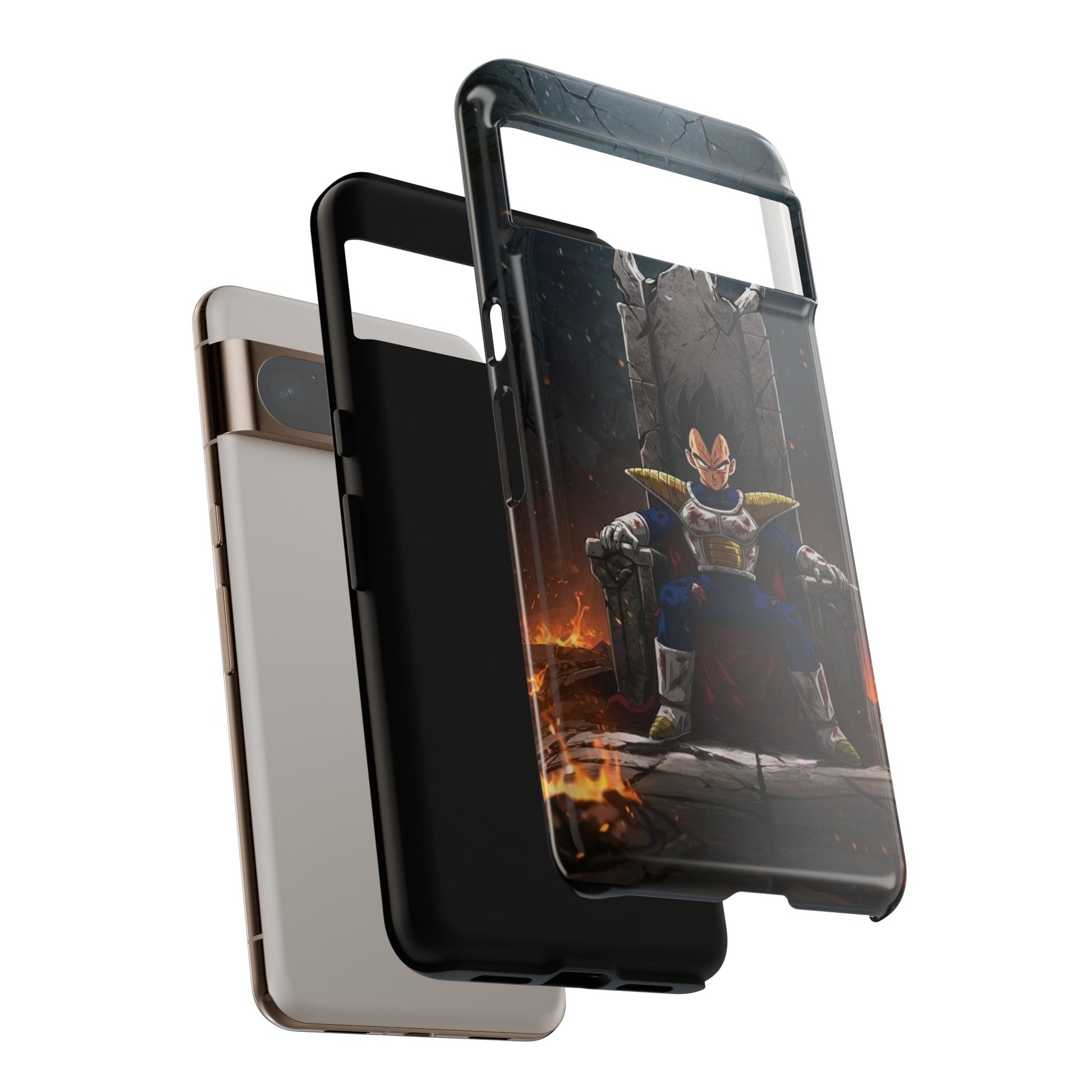 Vegeta on Throne DBZ Theme Tough Cases for iPhones, Samsung, and Pixel