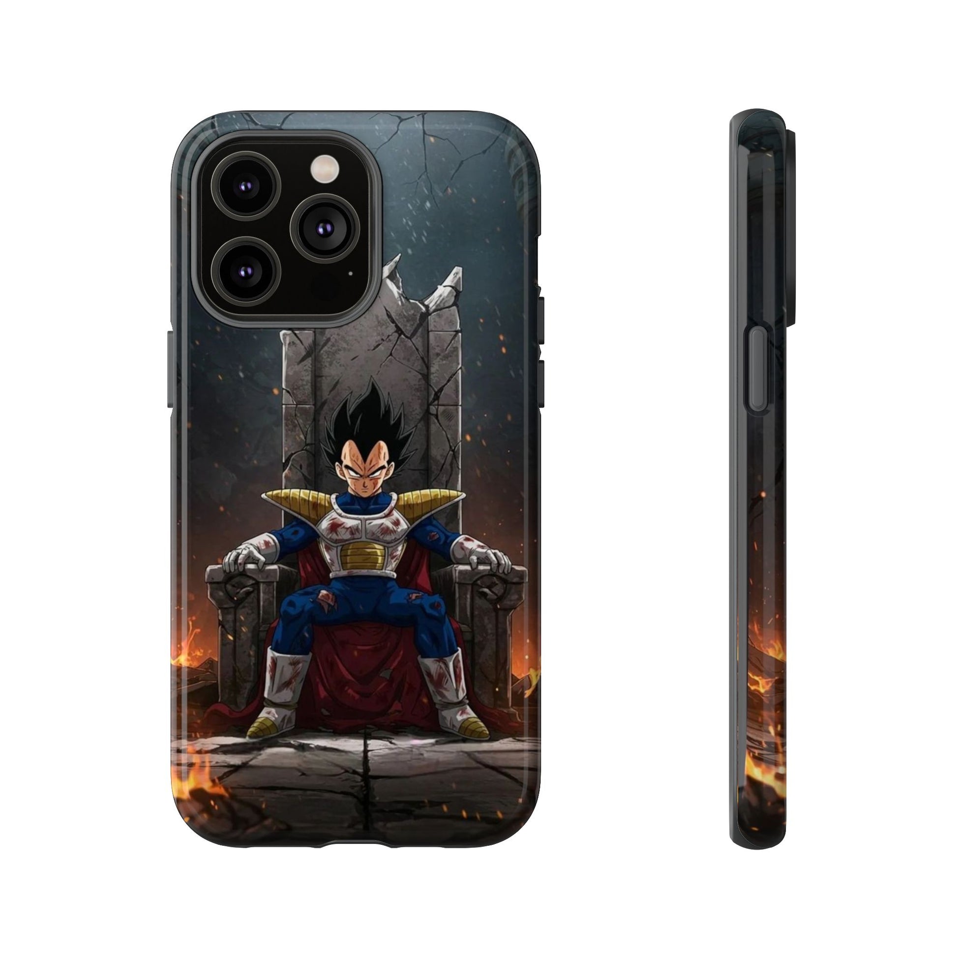 Vegeta on Throne DBZ Theme Tough Cases for iPhones, Samsung, and Pixel