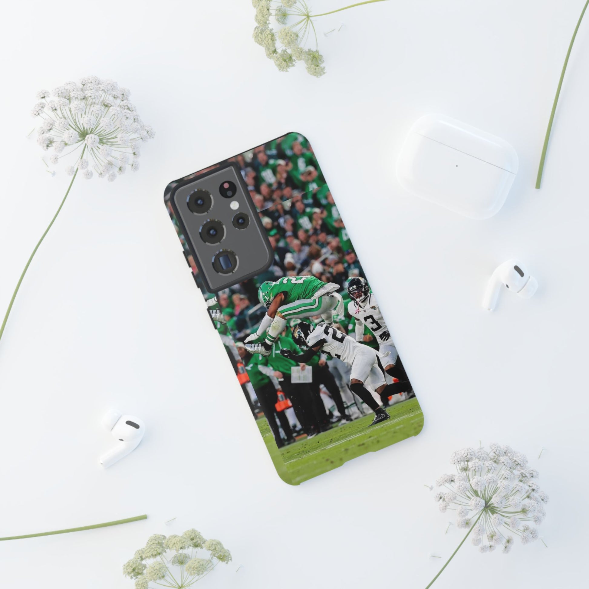Saquon Barkley The Huddle Eagles Football Tough Cases for iPhones, Samsung, and Pixel