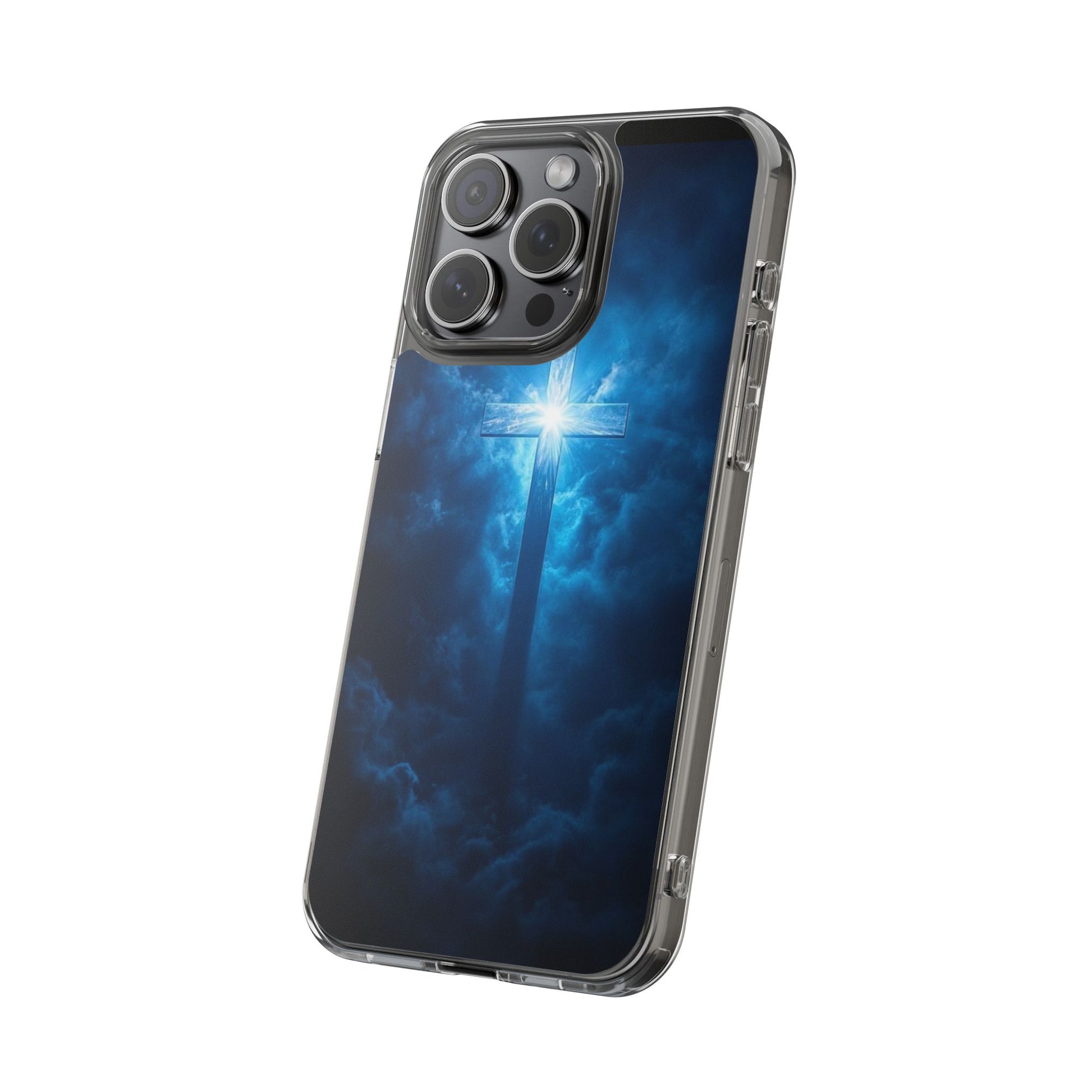Religious Phone Case, Christian Cross in Clouds Art, Phone Accessories, Samsung