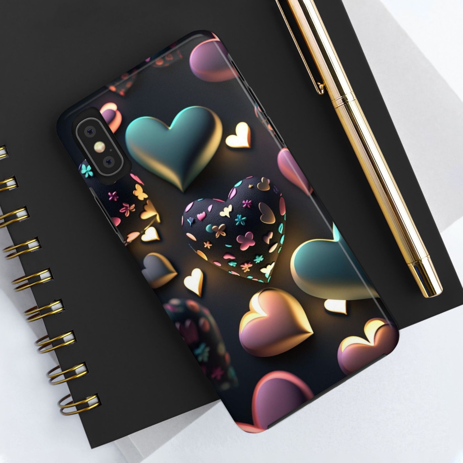 Floating Hearts Themed Tough Phone Cases for Iphones & Samsung Phones