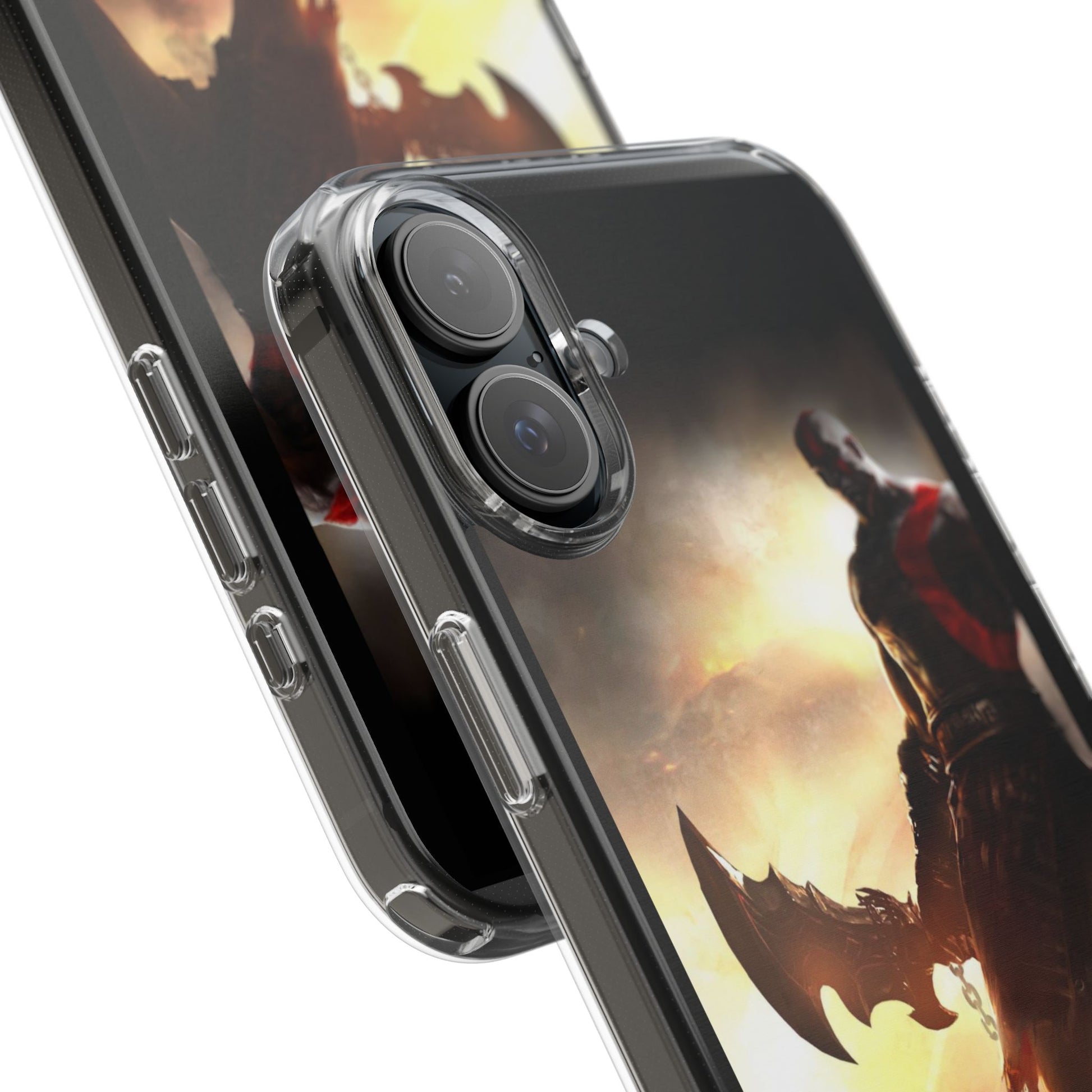 Phone Case, Gaming Inspired War God Clear Case for Gamers, PS4 Fans,