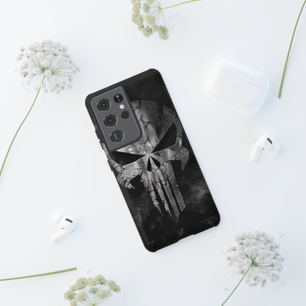 The Punisher Logo Art Tough Cases for iPhones, Samsung, and Pixel