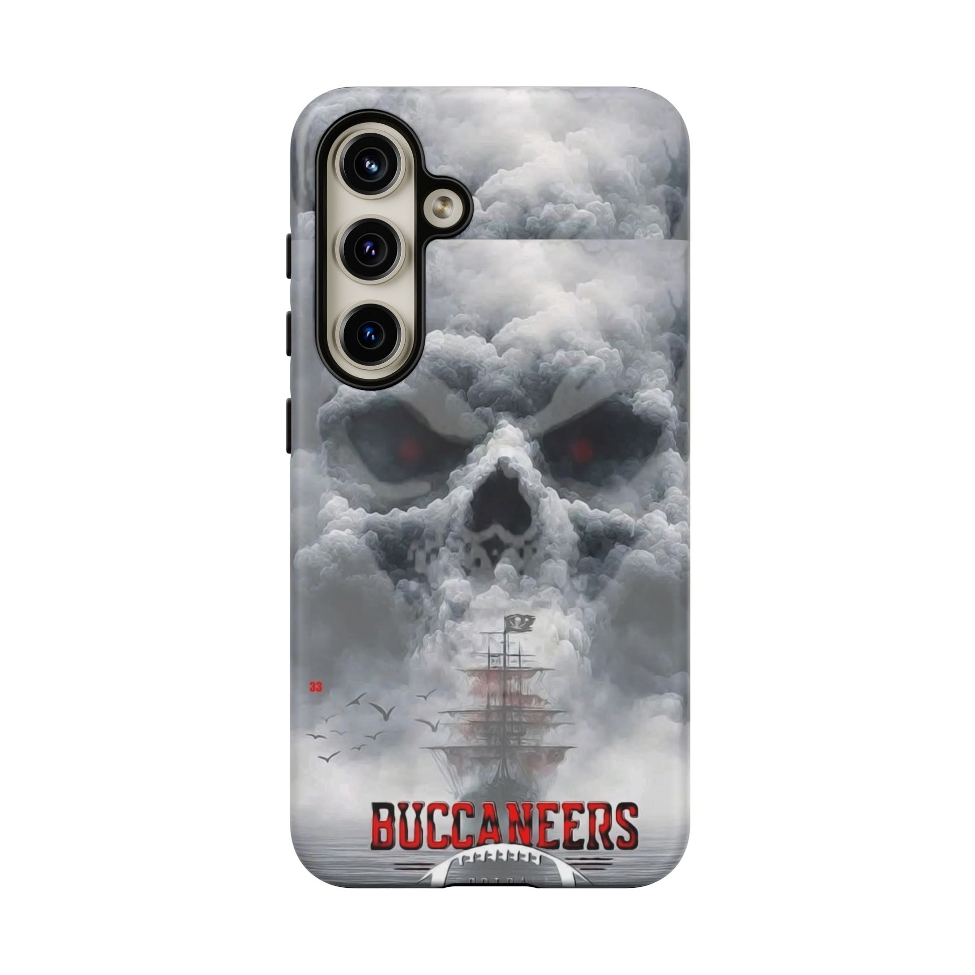 Skull Pirate Ship Football Buccaneers Tough Cases for iPhones, Samsung, and Pixel