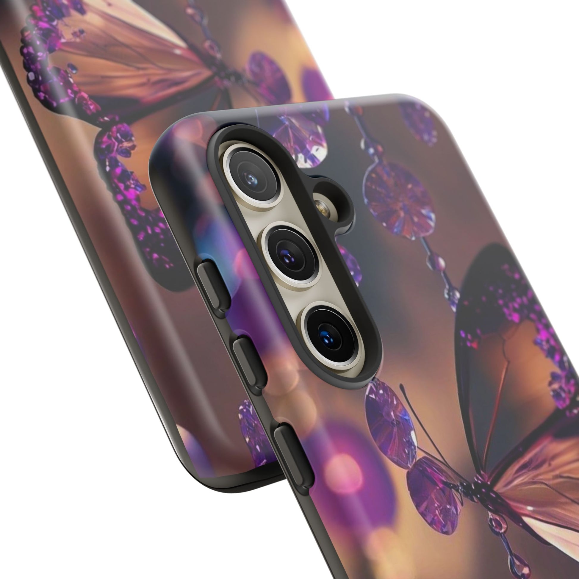 Purple Butterfly Tough Cases for iPhones, Samsung, and Pixel