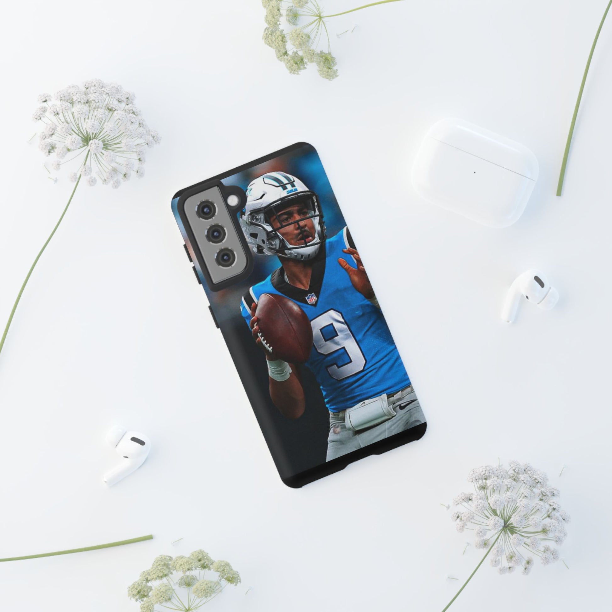 Carolina Panthers Bryce Young Football Tough Cases for iPhones, Samsung, and Pixel