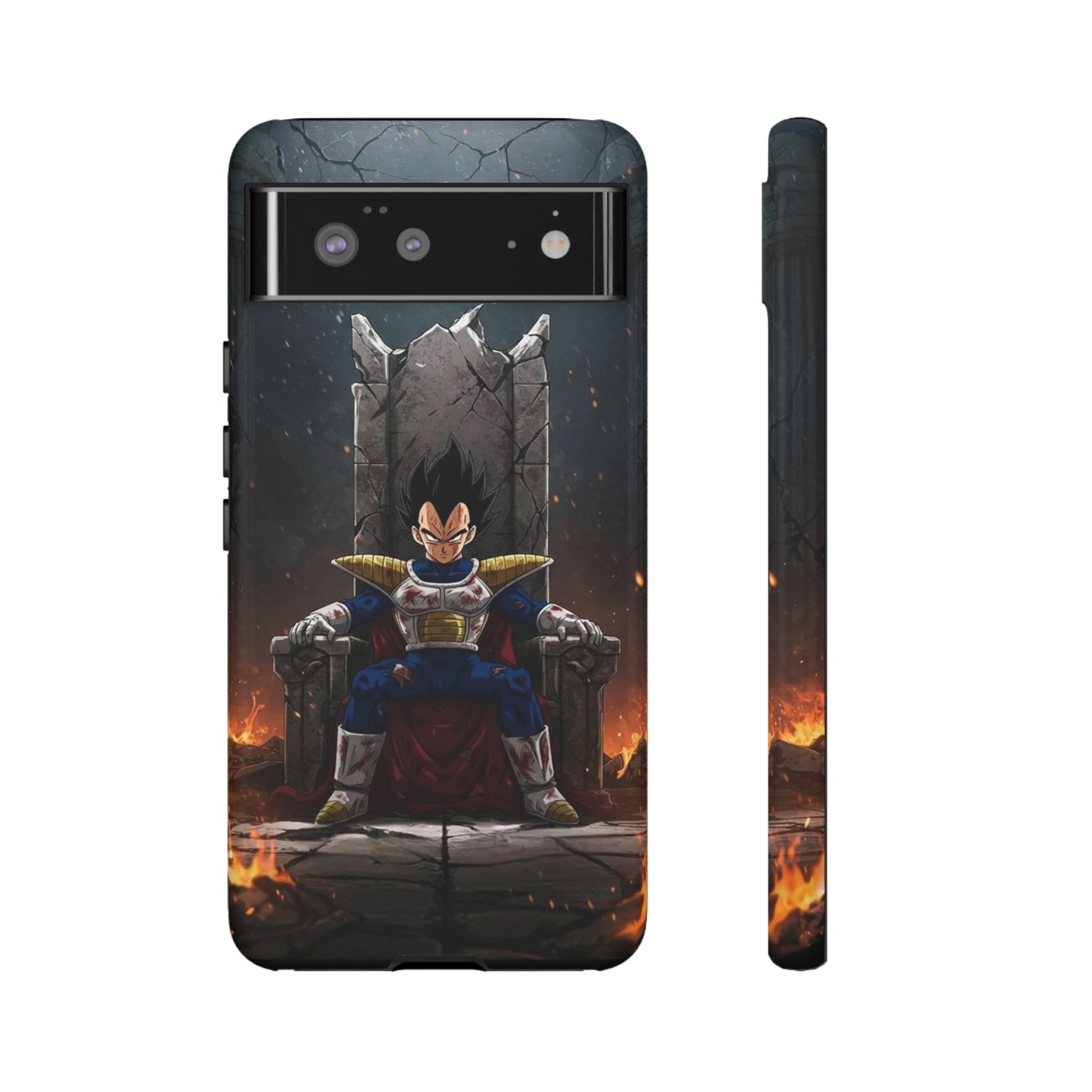 Vegeta on Throne DBZ Theme Tough Cases for iPhones, Samsung, and Pixel