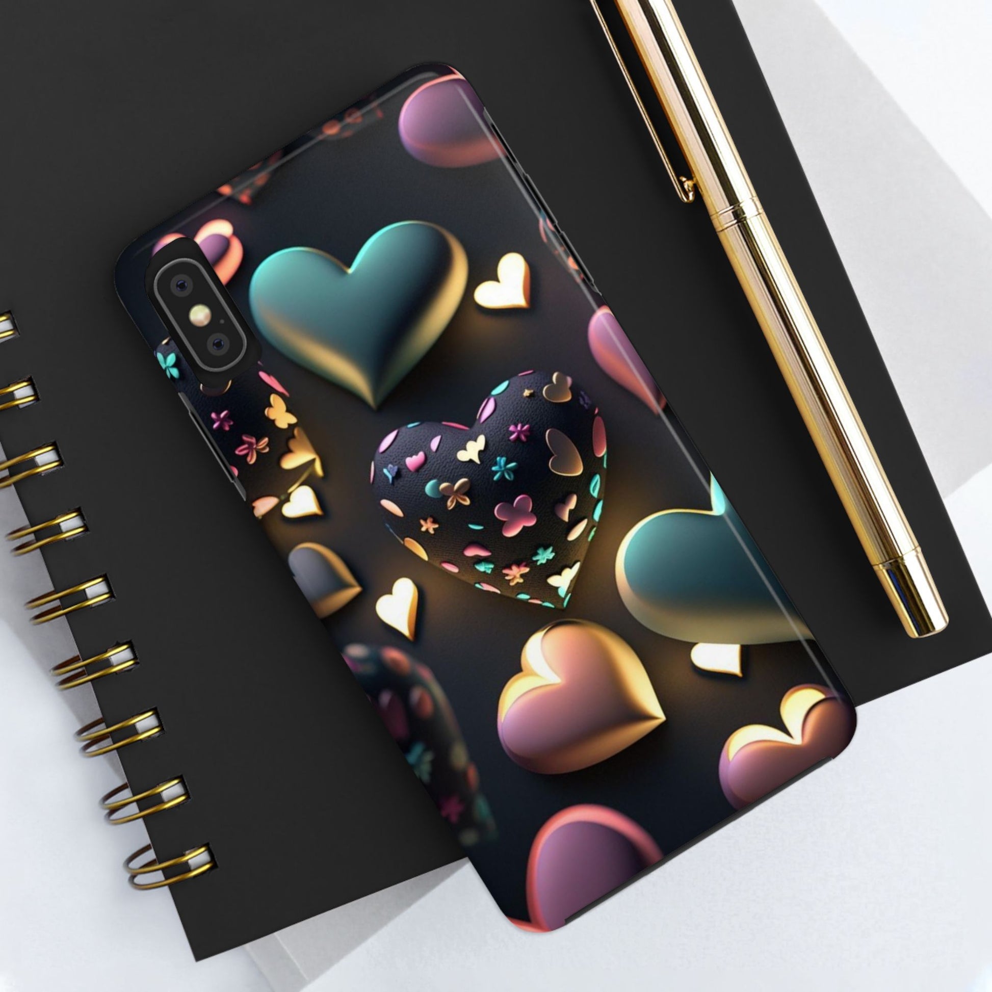 Floating Hearts Themed Tough Phone Cases for Iphones & Samsung Phones