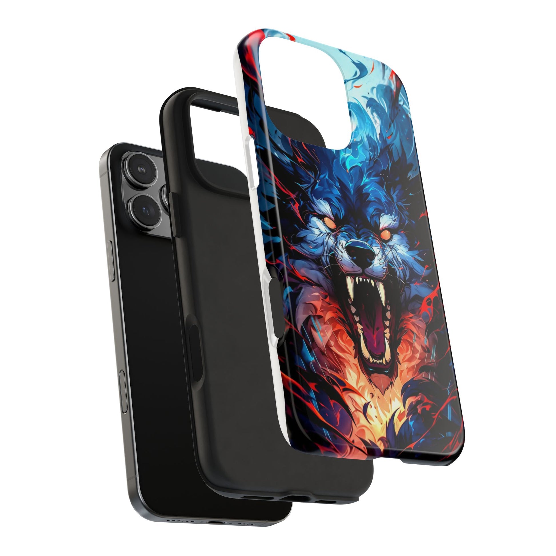 Aggressive Wolf Art Themed Tough Phone Cases for Iphones & Samsung Phones