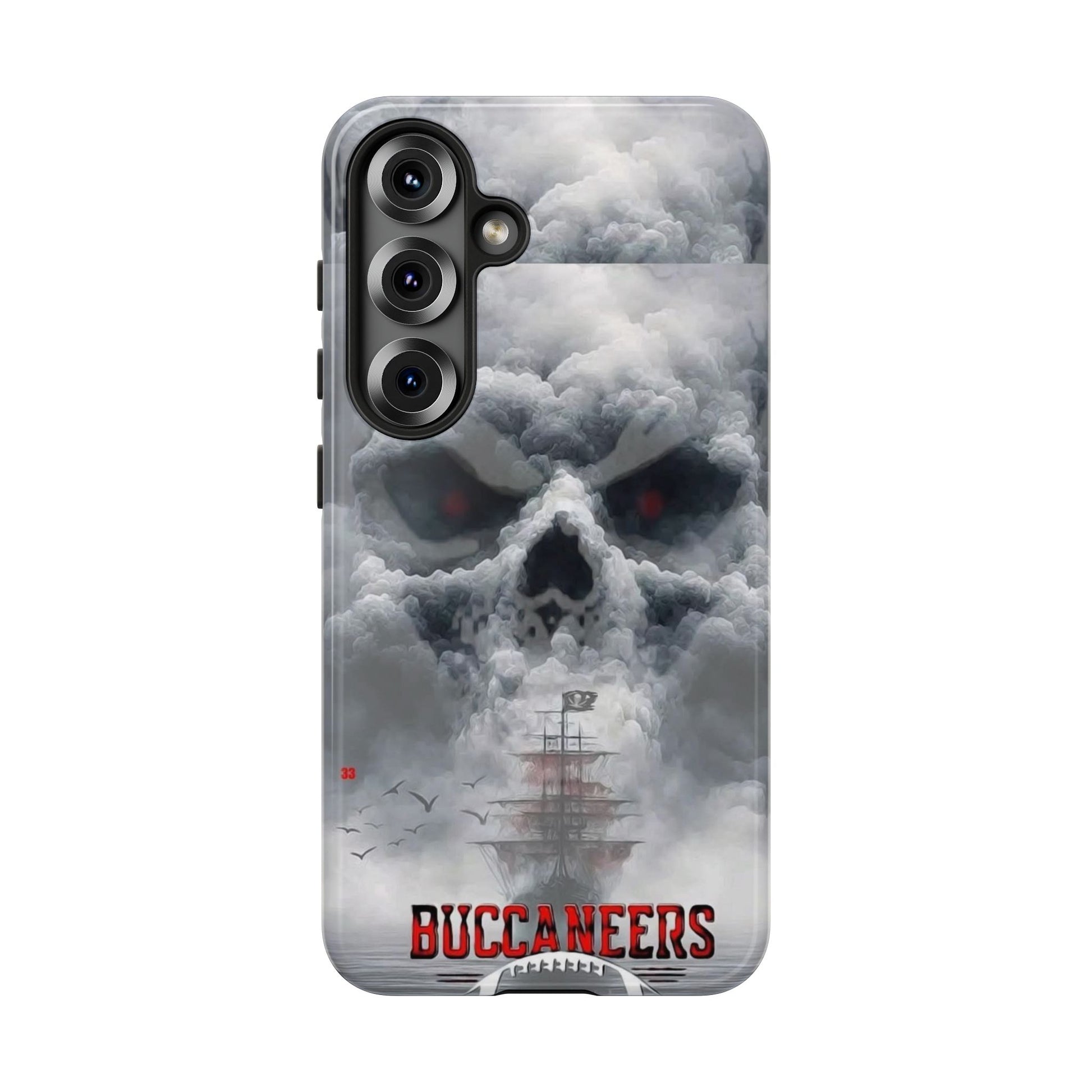 Skull Pirate Ship Football Buccaneers Tough Cases for iPhones, Samsung, and Pixel