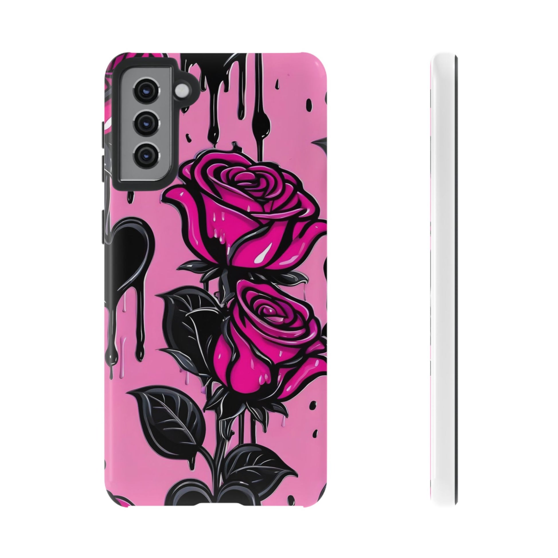 Pink Rose Tough Girly Cases for iPhones, Samsung, and Pixel