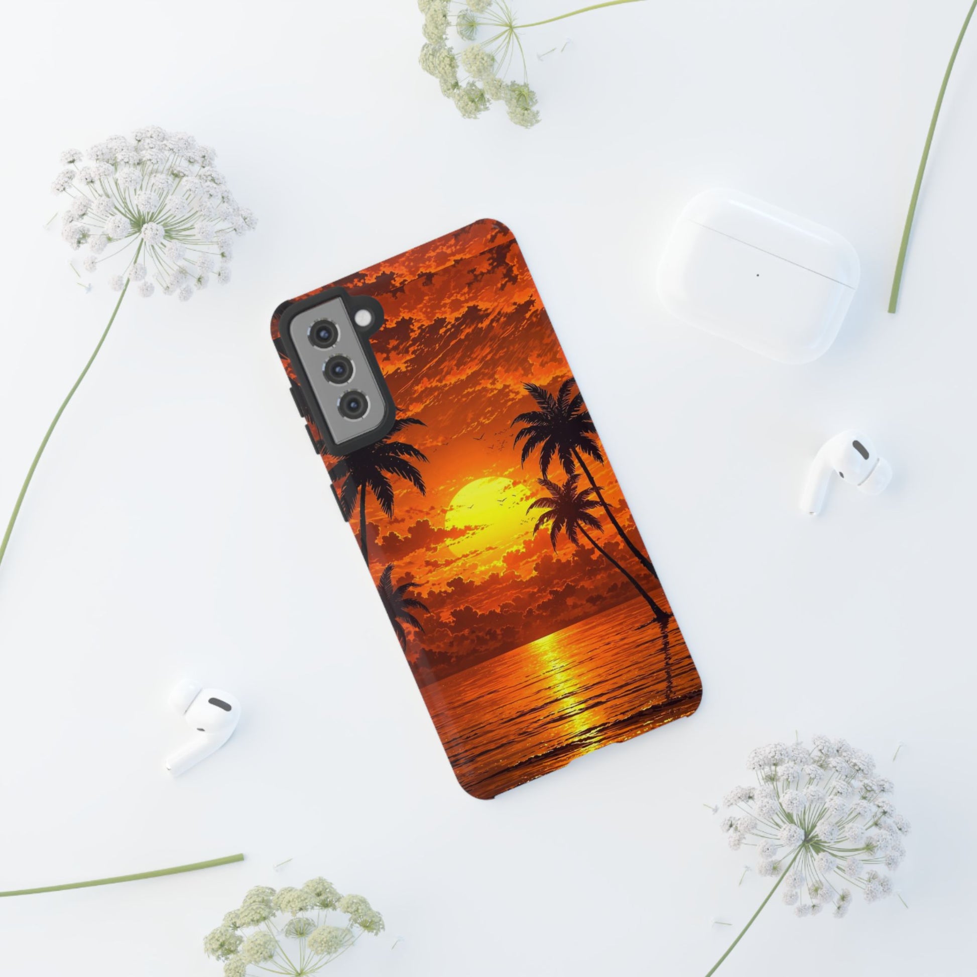 Beautiful Beach Sunset Tough Cases for iPhones, Samsung, and Pixel
