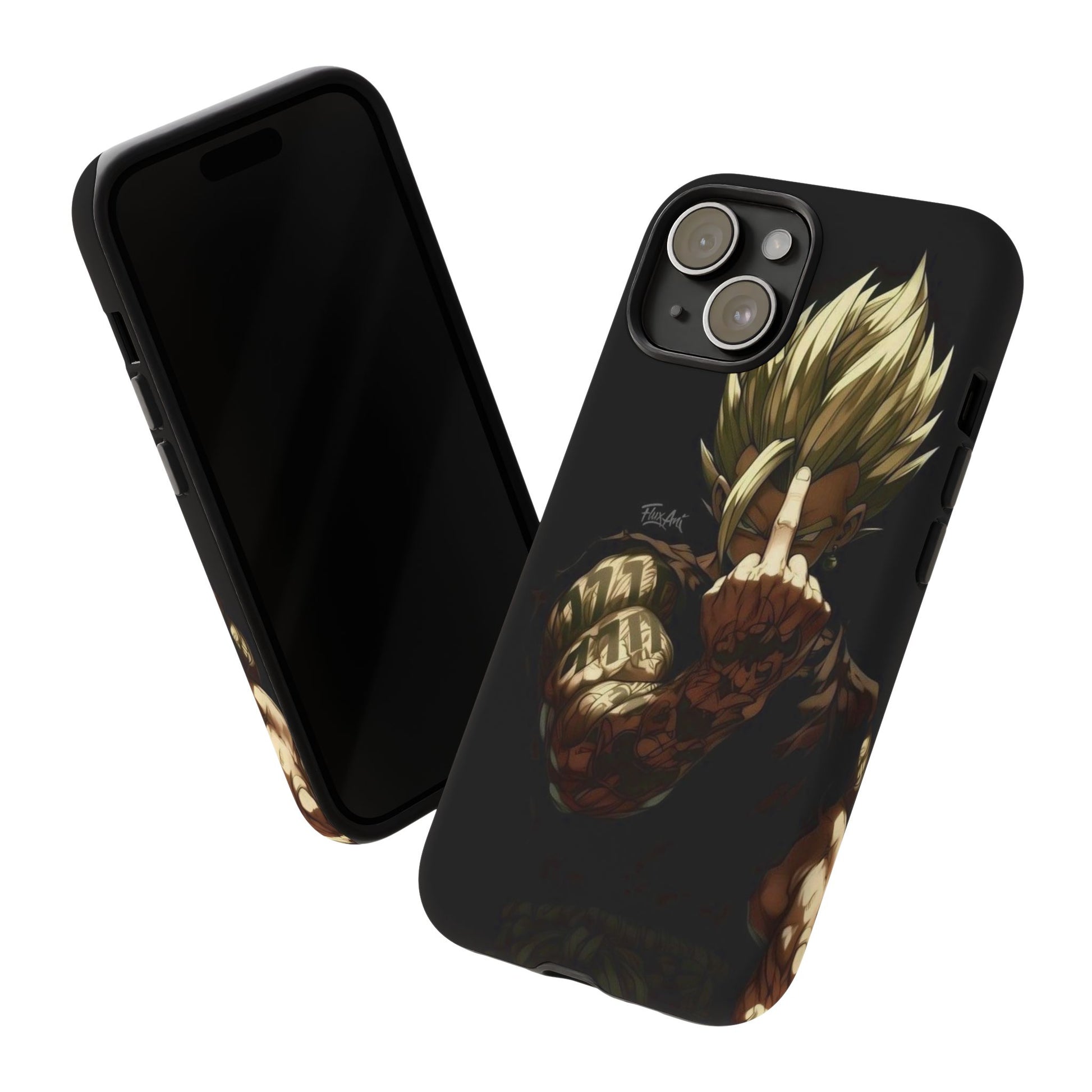 Middle Finger SS Goku Dragon Ball Z Tough Cases for iPhones, Samsung, and Pixel