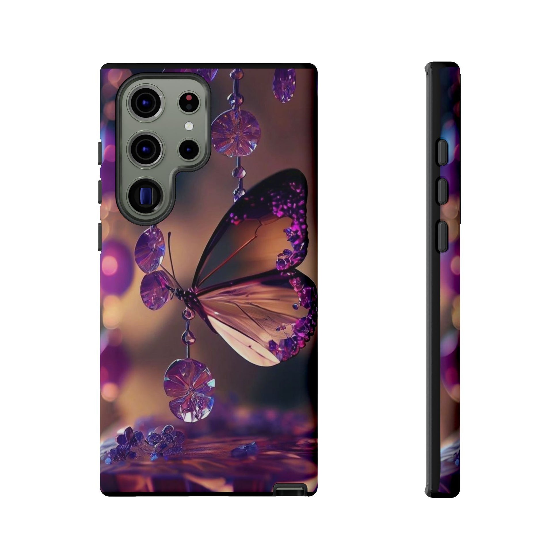 Purple Butterfly Tough Cases for iPhones, Samsung, and Pixel