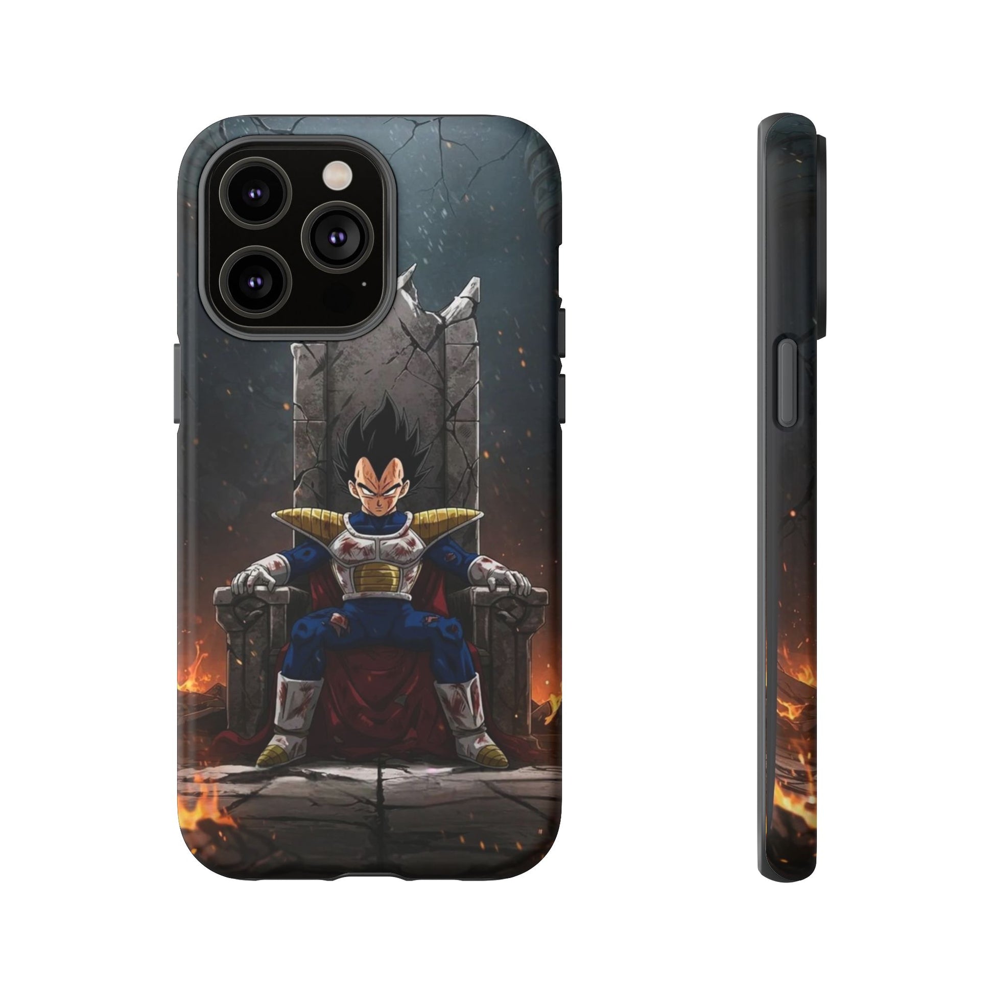 Vegeta on Throne DBZ Theme Tough Cases for iPhones, Samsung, and Pixel