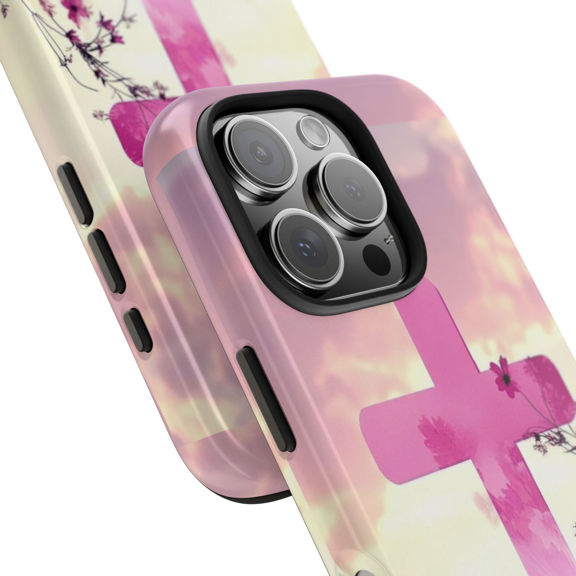 Pink Cross in Field Christian Theme Phone Cases for iPhones & Samsung Phones