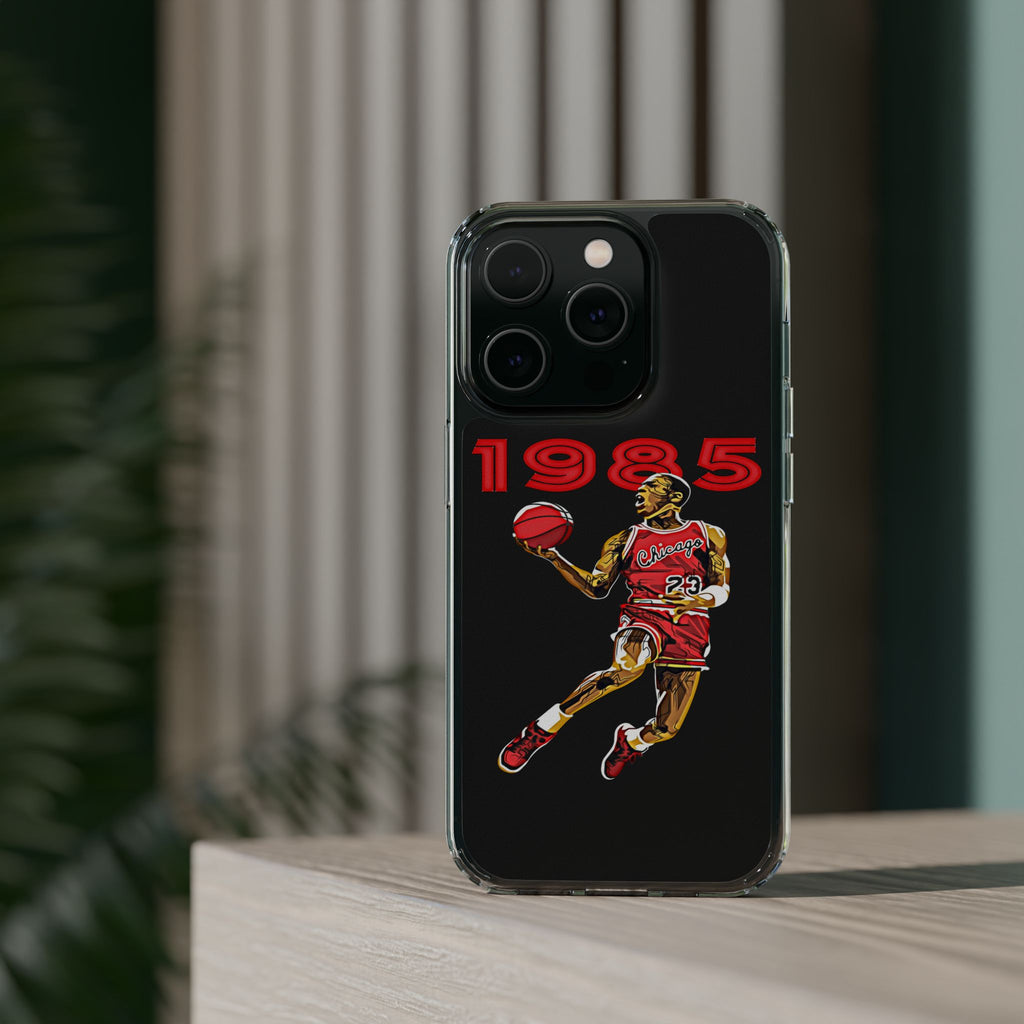 1985 Jordan Slam Dunk themed Basketball Inspired design Clear Phone Cases