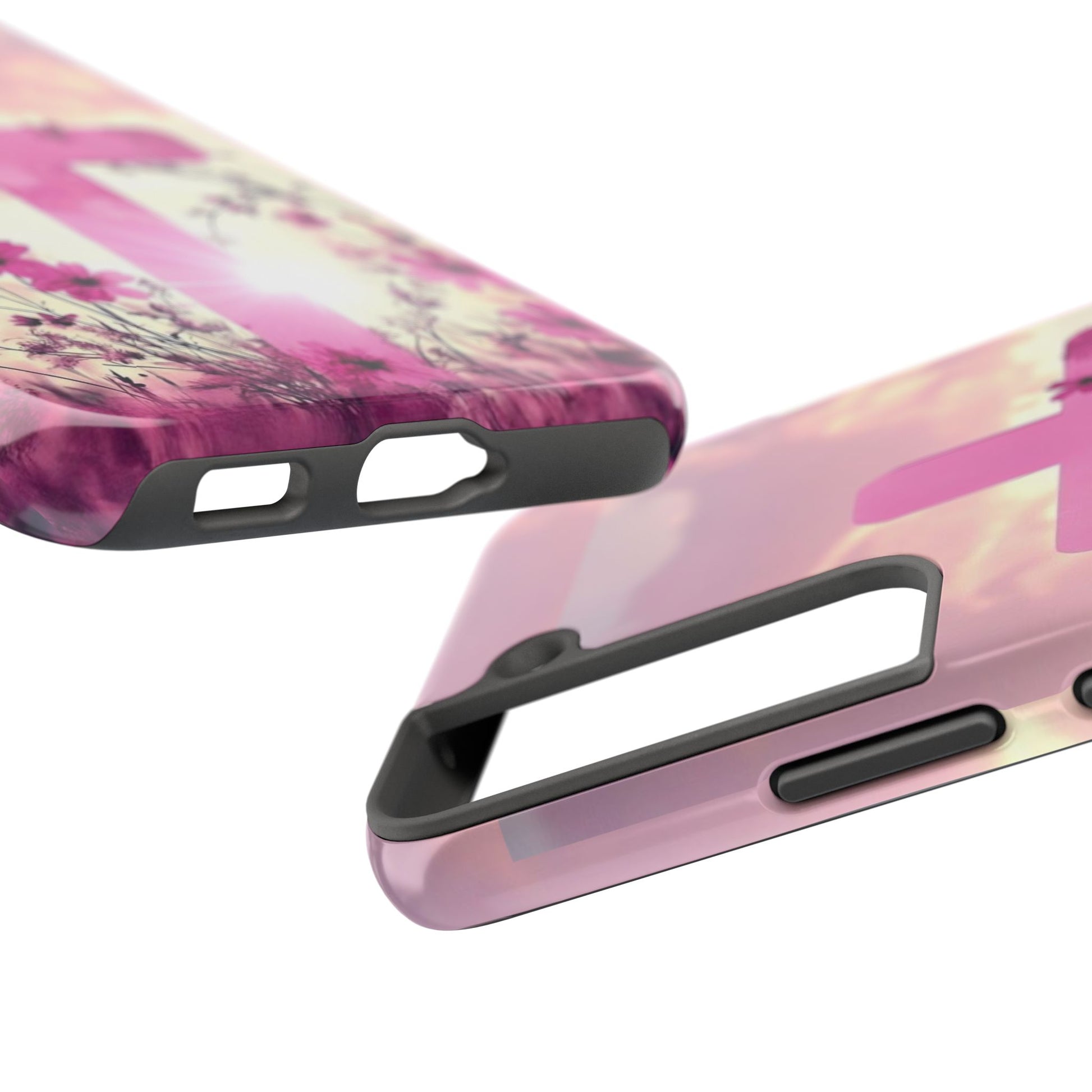 Pink Cross in Field Christian Theme Phone Cases for iPhones & Samsung Phones