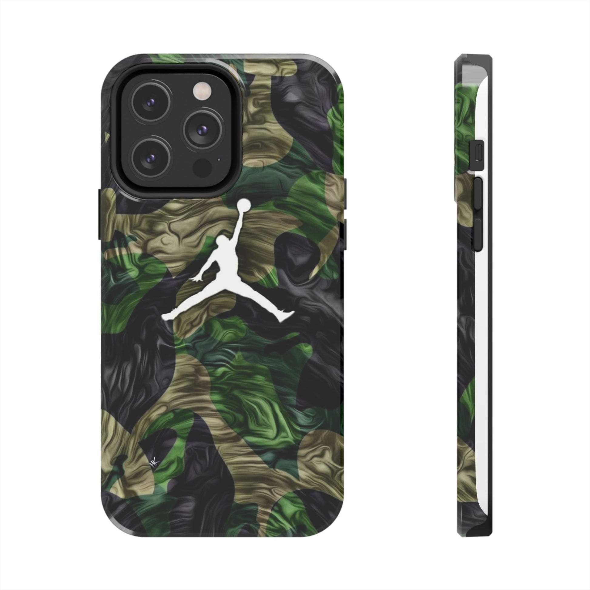 Green camouflage Jumpman Theme Phone Cases for Iphones & Samsung Phones