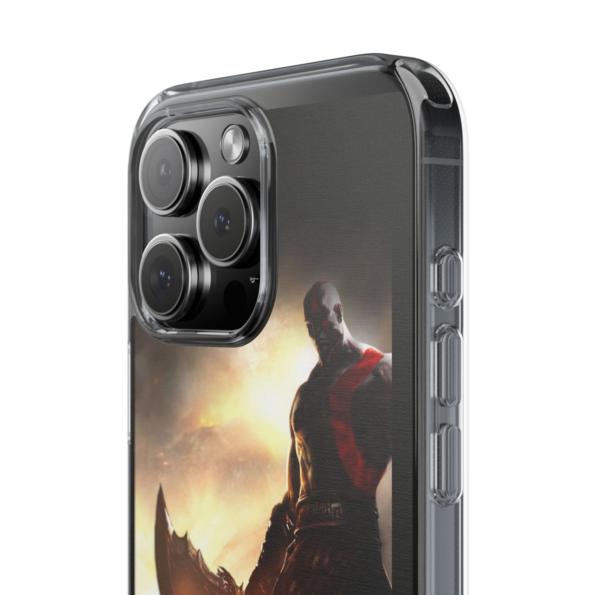 Phone Case, Gaming Inspired War God Clear Case for Gamers, PS4 Fans,