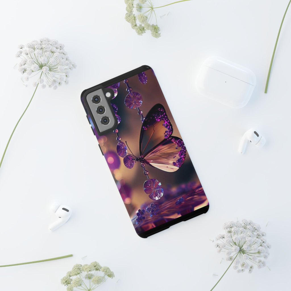 Purple Butterfly Tough Cases for iPhones, Samsung, and Pixel