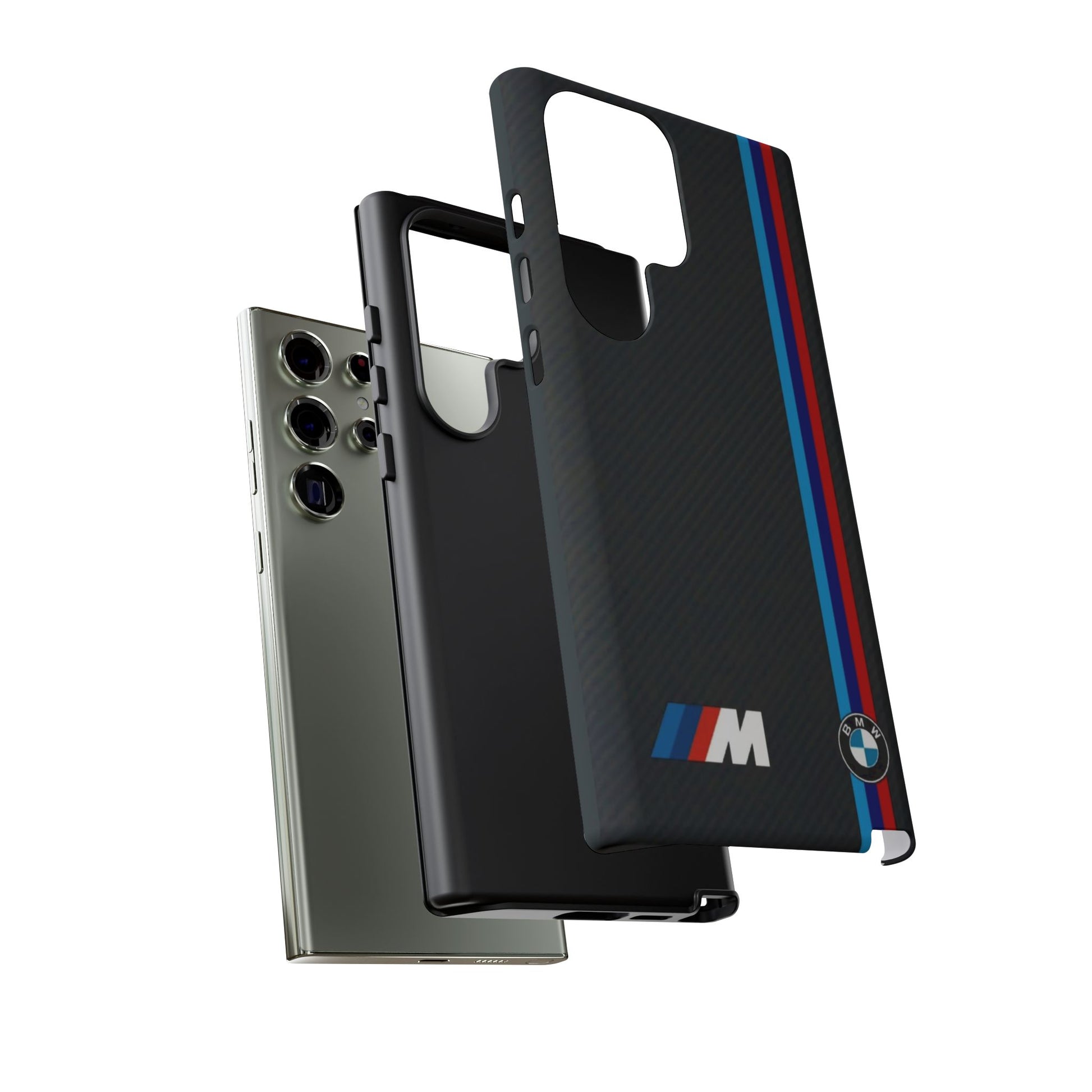 BMW M Stripes Carbon Fiber Design Tough Cases for iPhones, Samsung, and Pixel