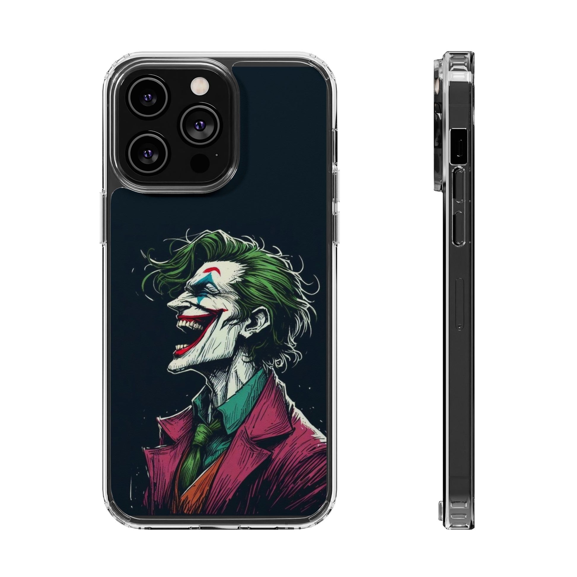 Phone Case, Comic book Inspired Design Joker Laughing, Clear Phone Cover