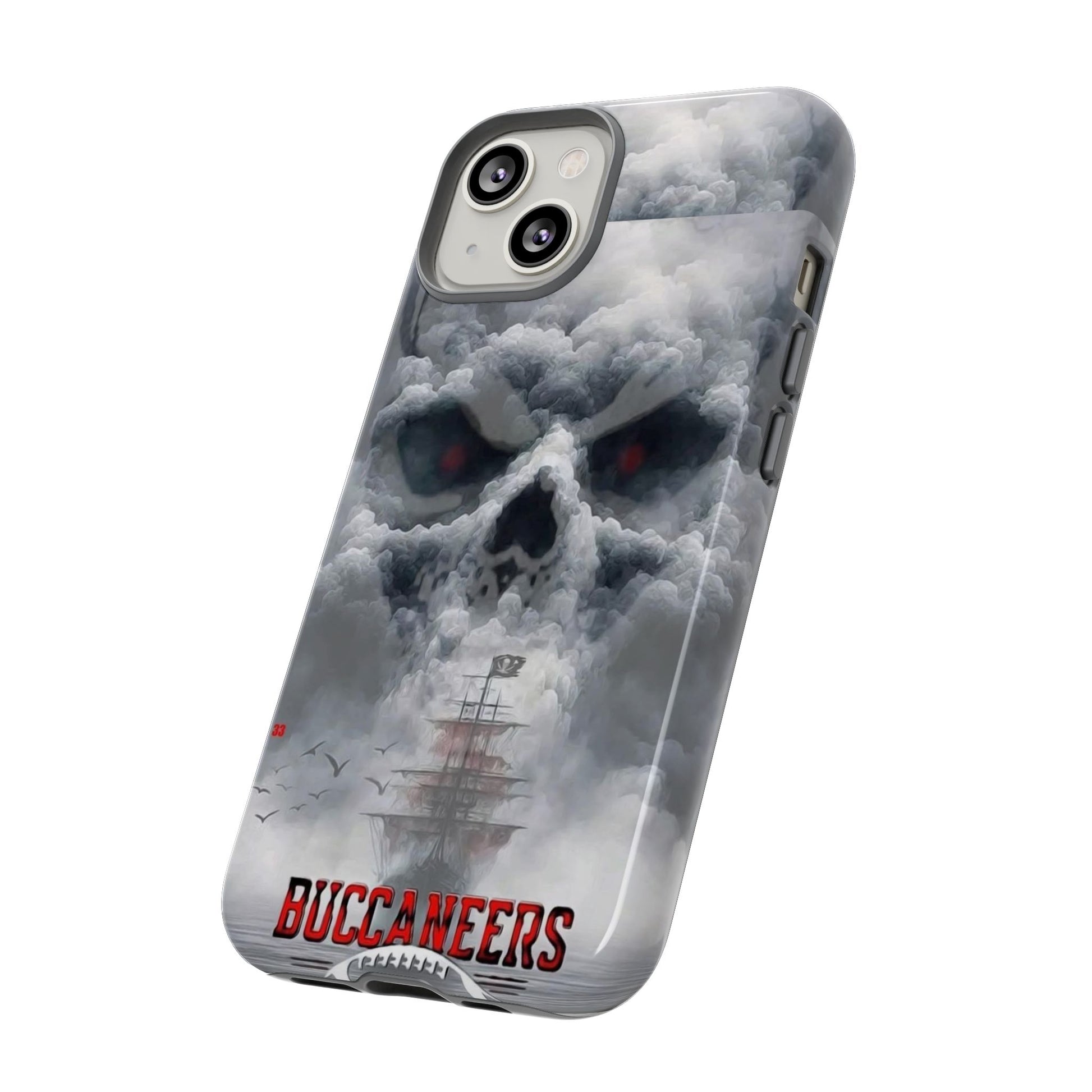 Skull Pirate Ship Football Buccaneers Tough Cases for iPhones, Samsung, and Pixel