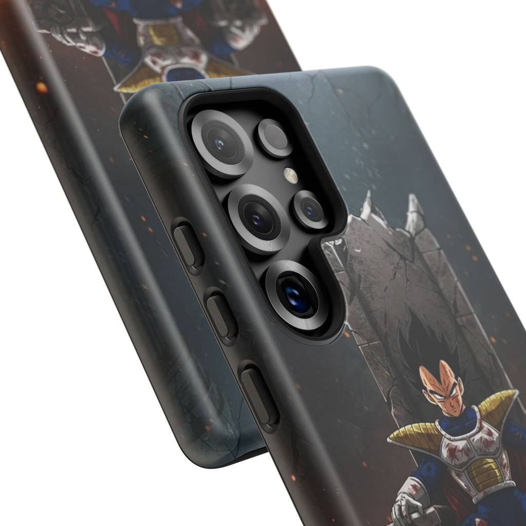 Vegeta on Throne DBZ Theme Tough Cases for iPhones, Samsung, and Pixel