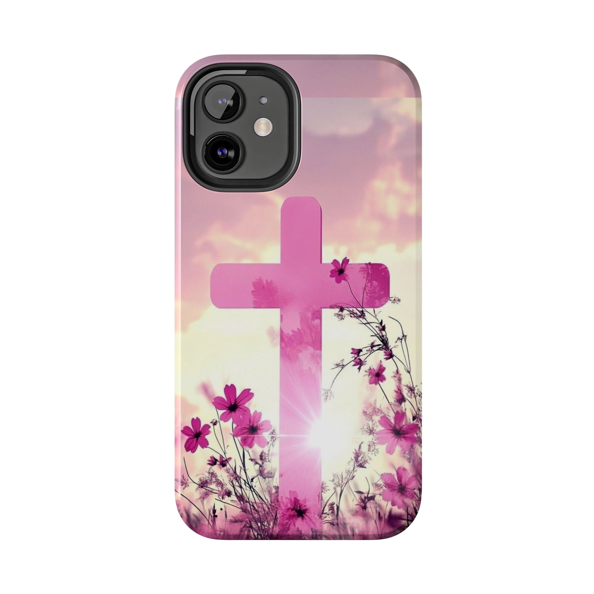 Pink Cross in Field Christian Theme Phone Cases for iPhones & Samsung Phones