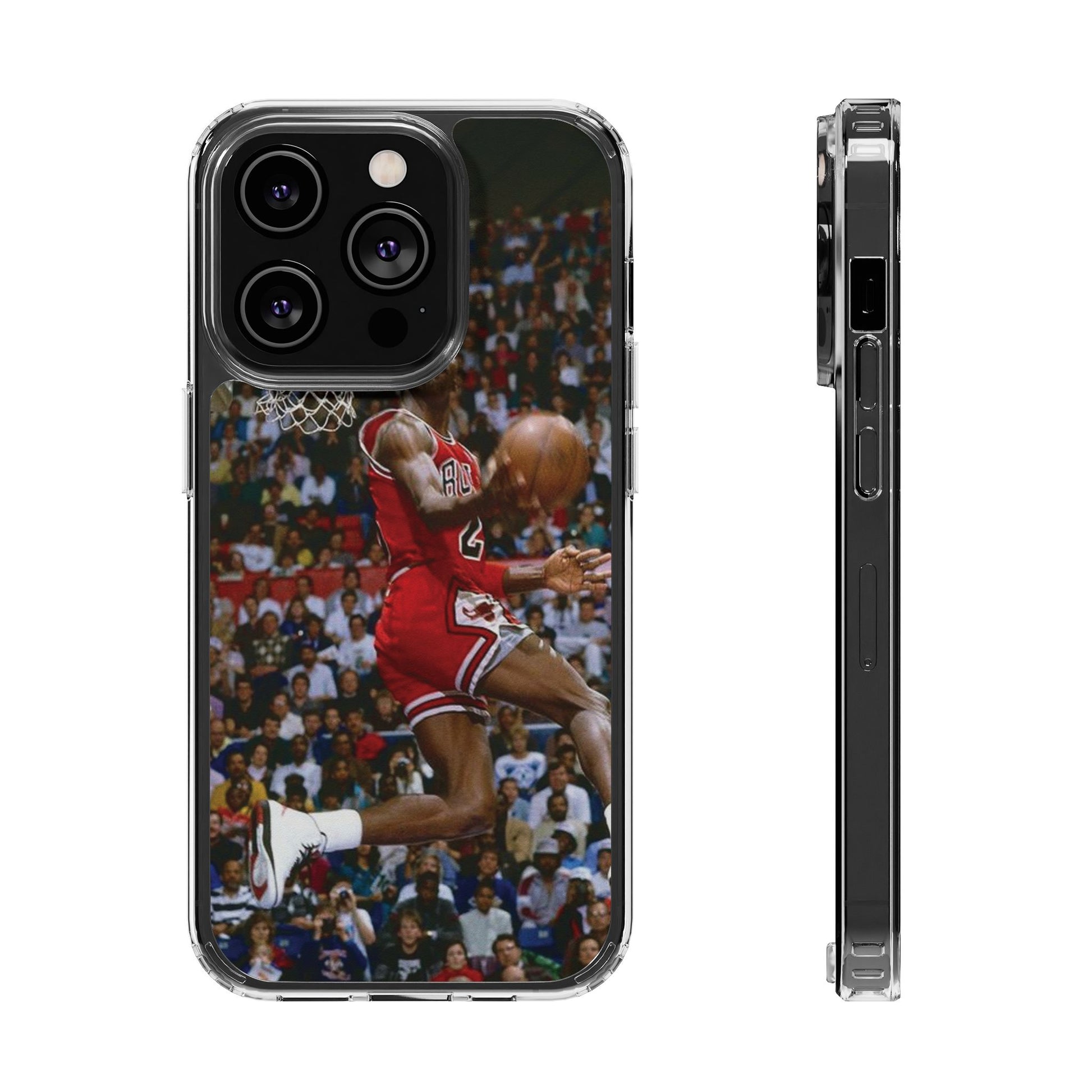 Vintage Jordan Dunk themed Basketball Inspired design Clear Phone Cases