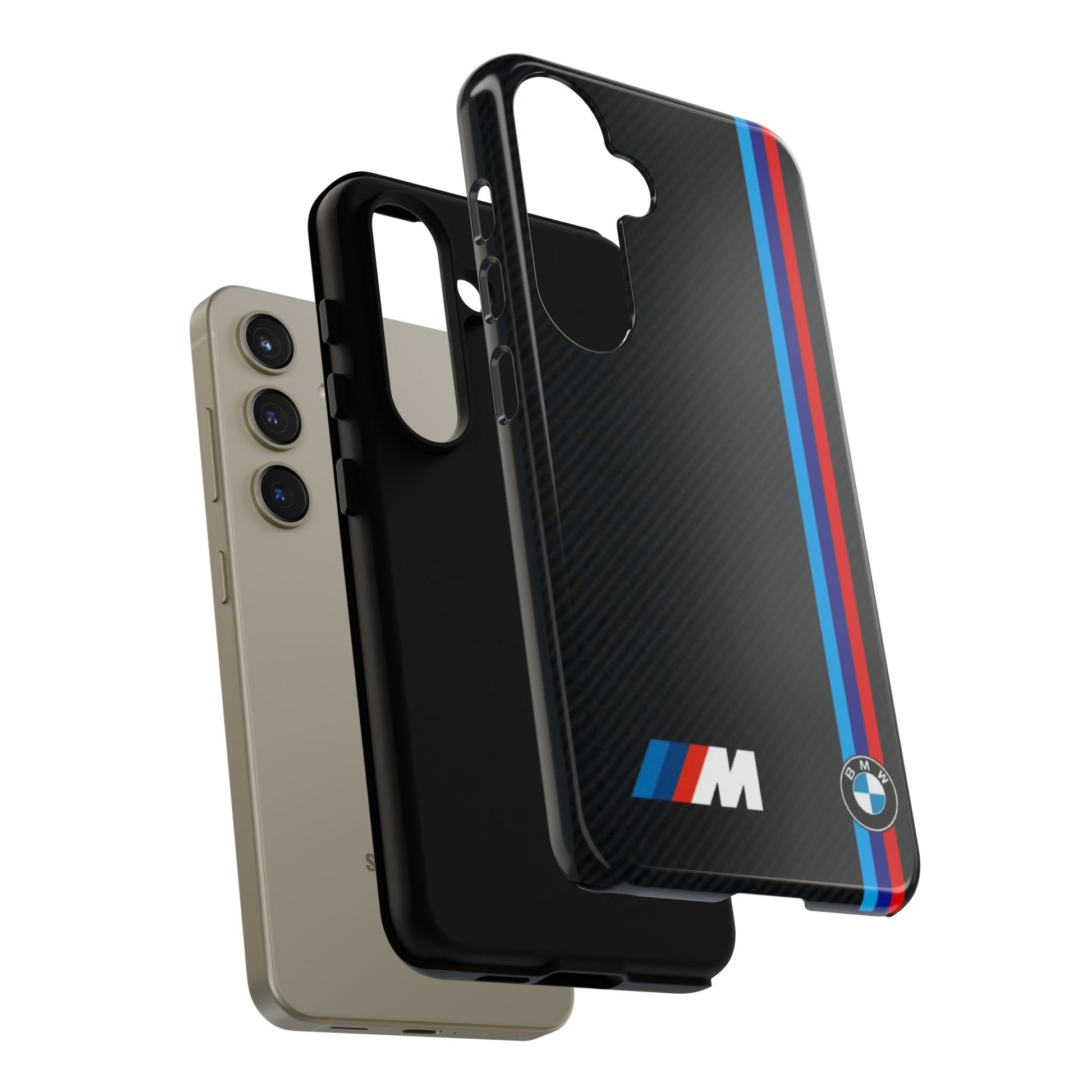 BMW M Stripes Carbon Fiber Design Tough Cases for iPhones, Samsung, and Pixel