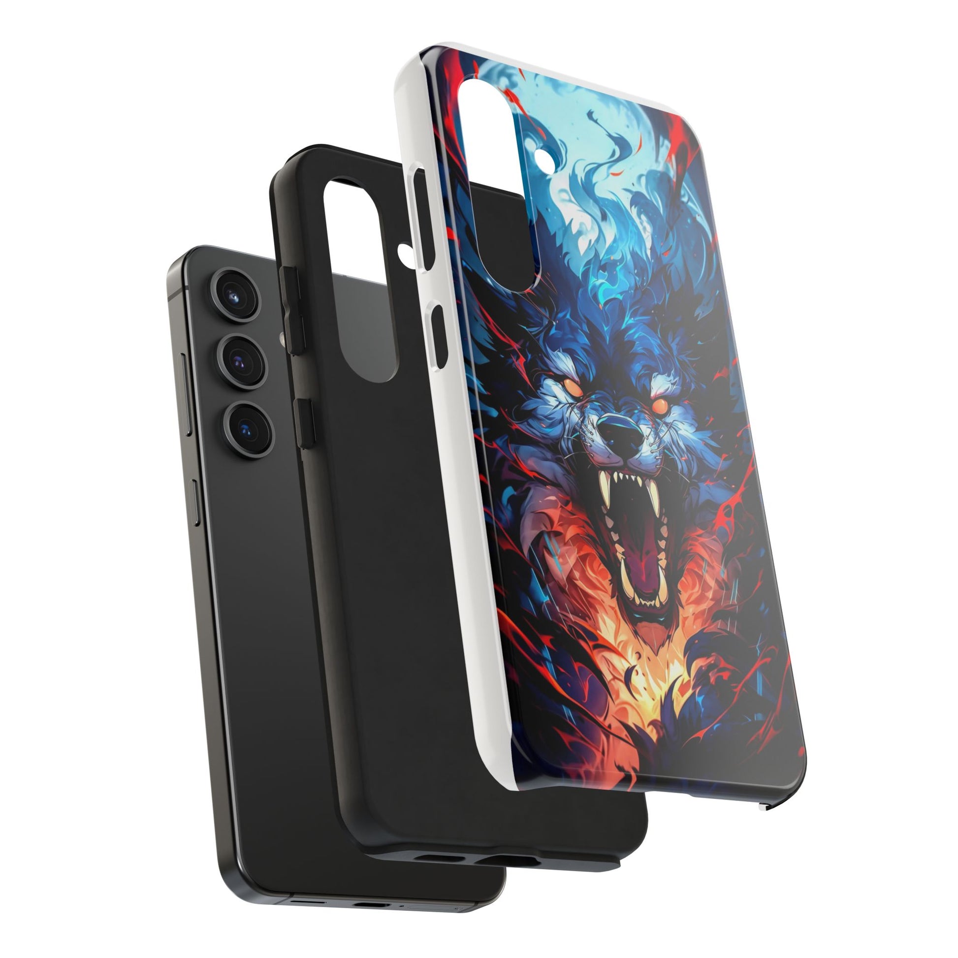 Aggressive Wolf Art Themed Tough Phone Cases for Iphones & Samsung Phones