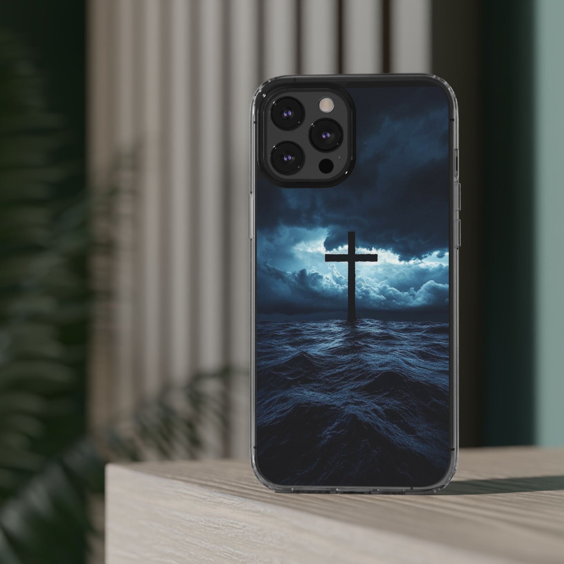 Christian Cross Storm Clear Case - Religious iPhone Samsung Cover, Faith Phone