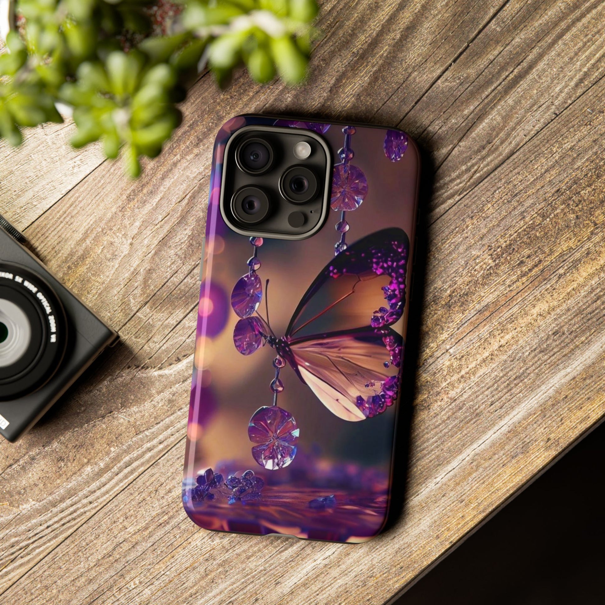 Purple Butterfly Tough Cases for iPhones, Samsung, and Pixel