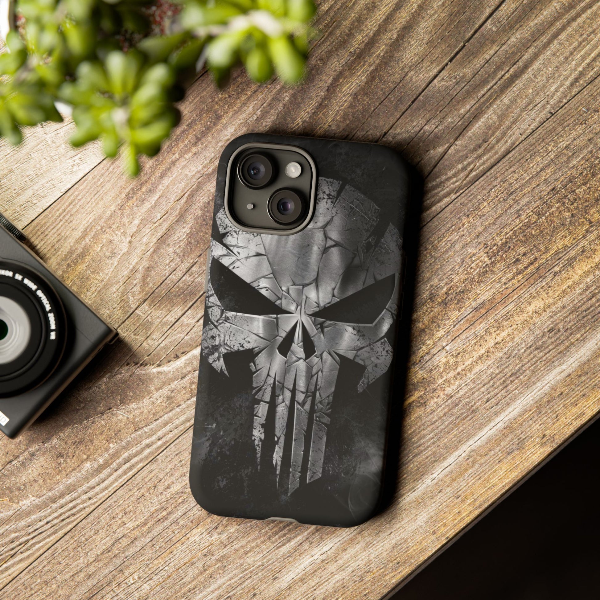 The Punisher Logo Art Tough Cases for iPhones, Samsung, and Pixel