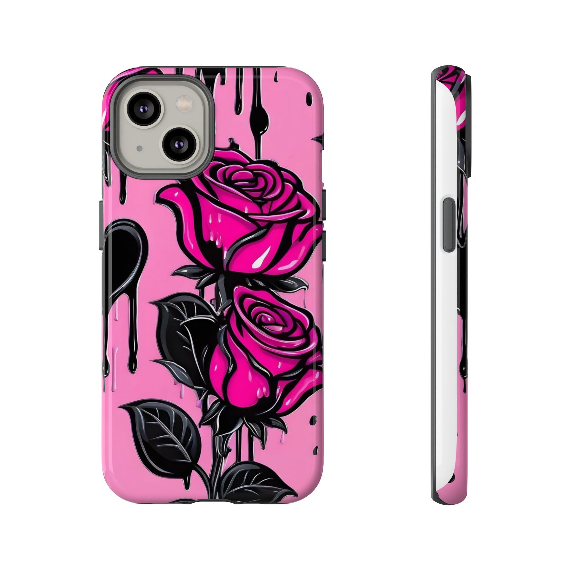 Pink Rose Tough Girly Cases for iPhones, Samsung, and Pixel