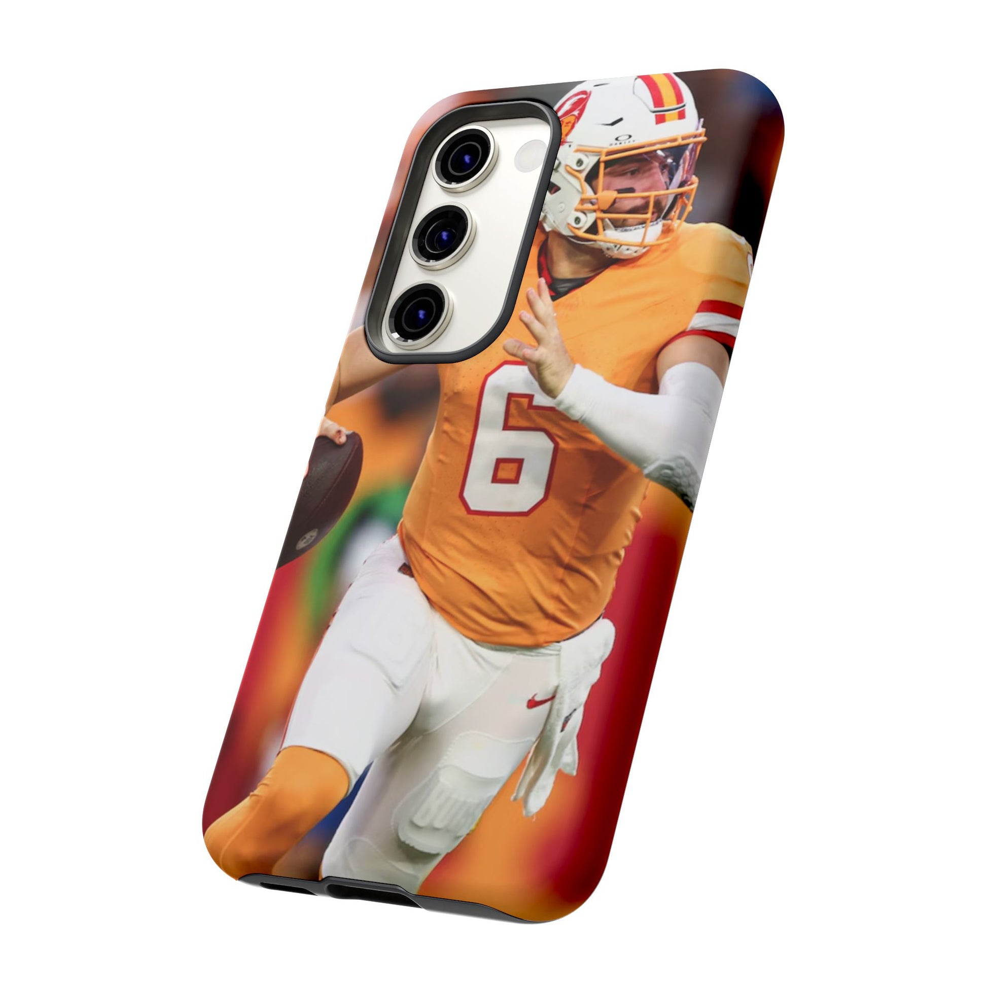 Tampa Bay Buccaneers Baker Mayfield Football Tough Cases for iPhones, Samsung, and Pixel