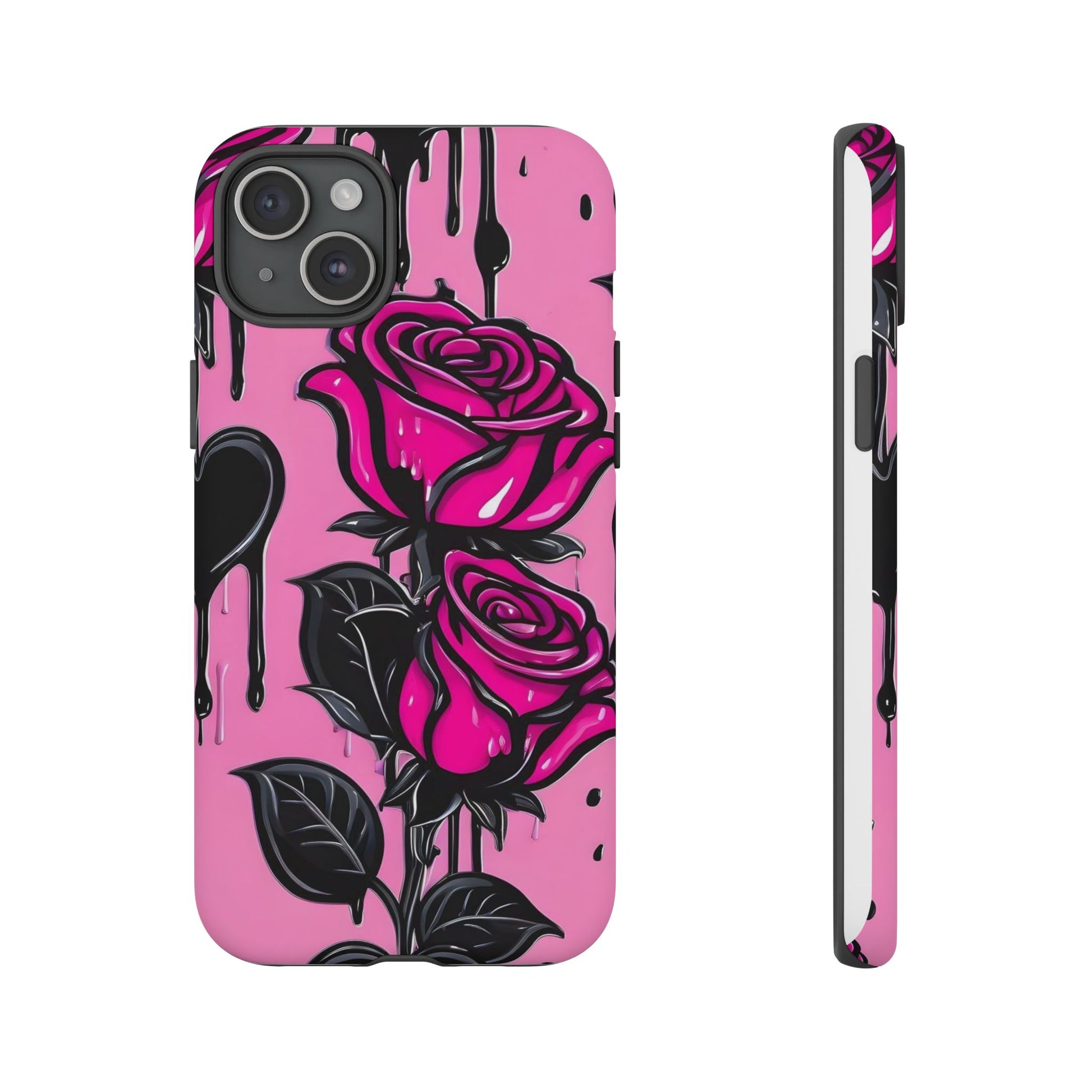 Pink Rose Tough Girly Cases for iPhones, Samsung, and Pixel