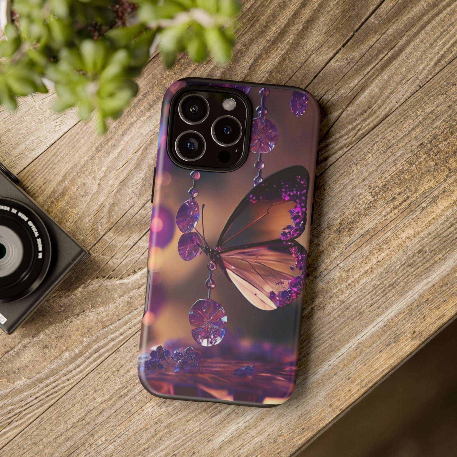 Purple Butterfly Tough Cases for iPhones, Samsung, and Pixel