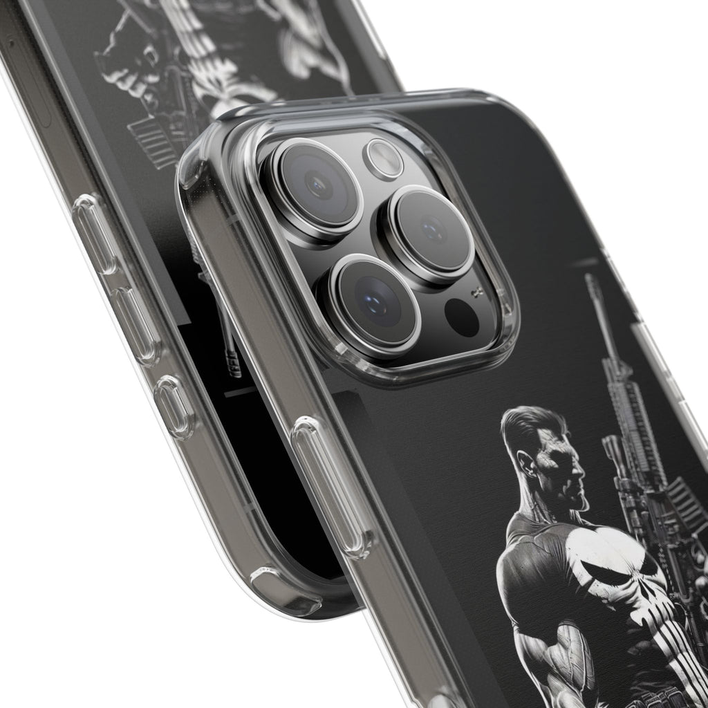 Phone Case, Comic book Inspired Design Punisher, Clear Phone Cover, Funny